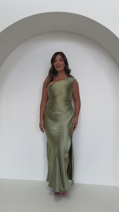 Load and play video in Gallery viewer, Victoria Maxi Dress - Olive
