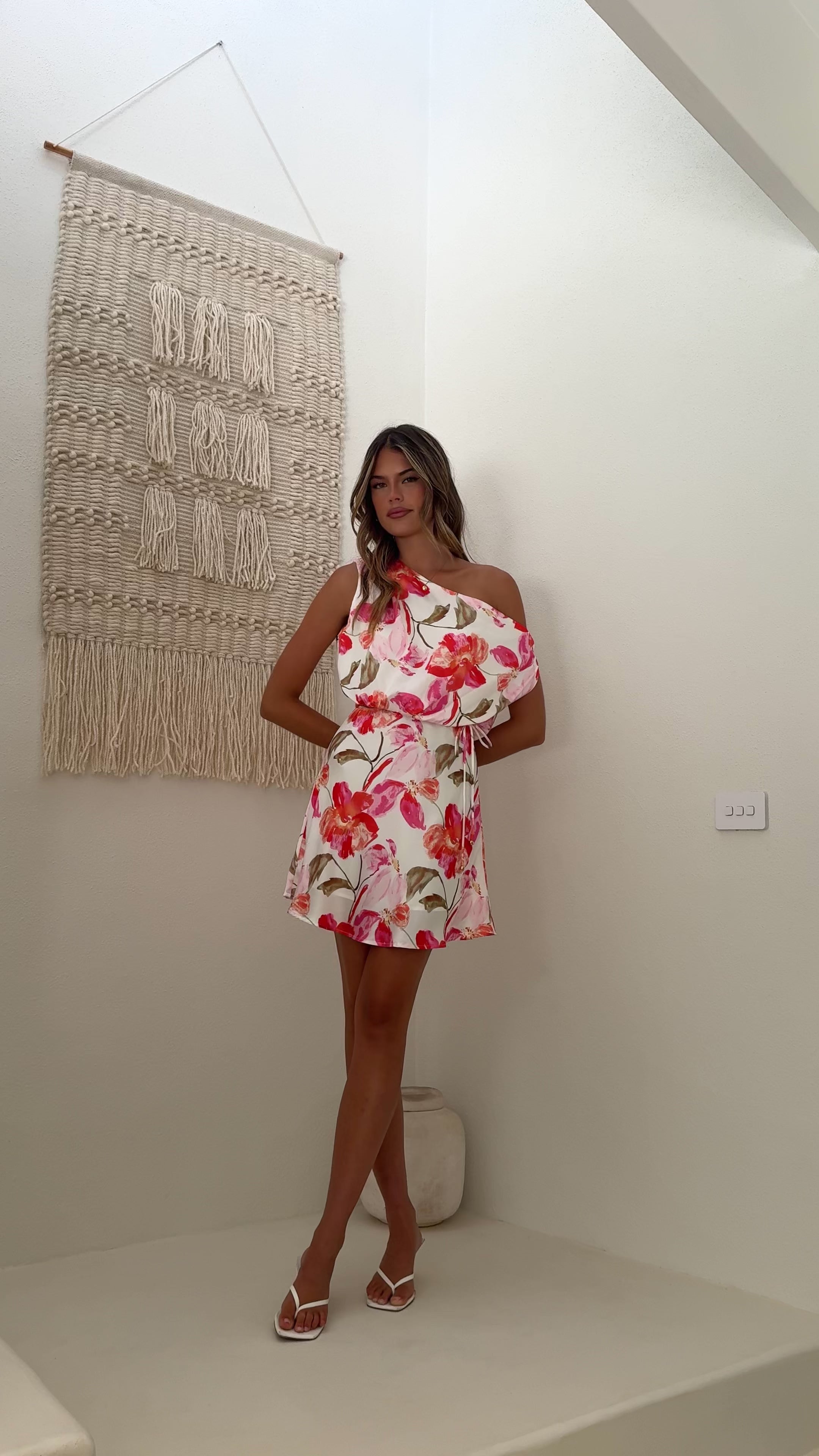 Load video: Zarla Mini Dress - Pink Floral - Billy J