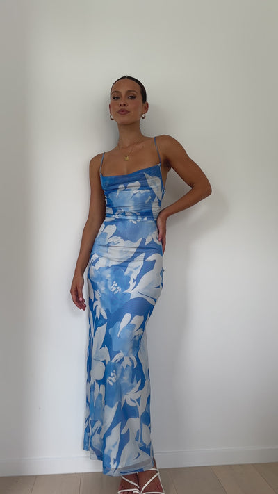 Load and play video in Gallery viewer, Ashley Maxi Dress - Blue Floral
