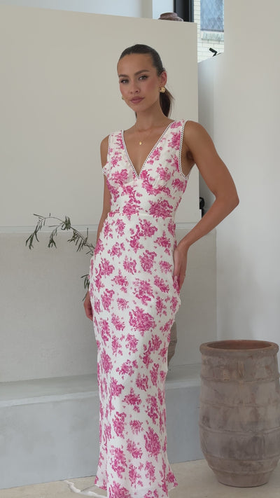 Load and play video in Gallery viewer, Kamala Maxi Dress - Pink Floral - Billy J
