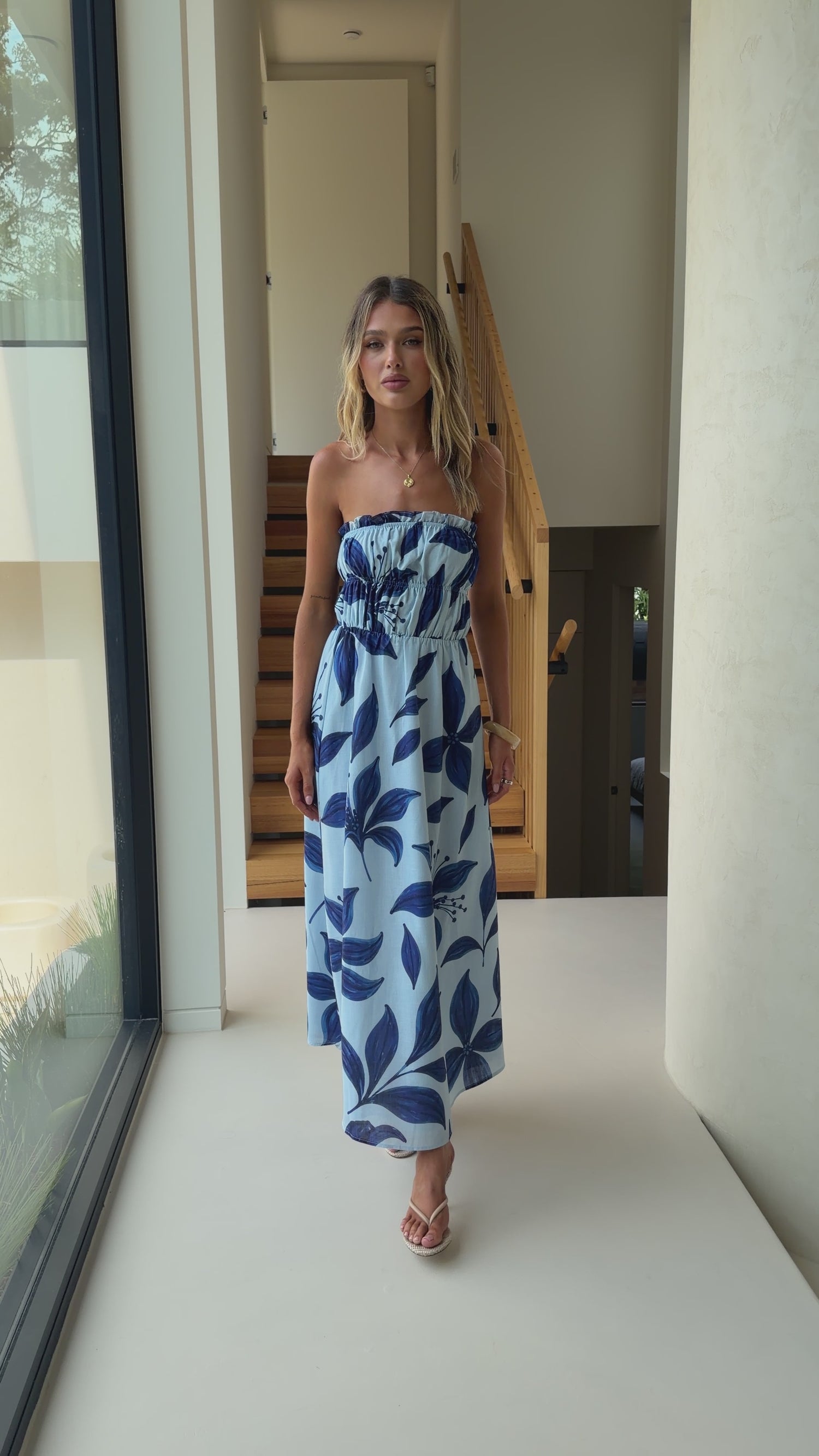 Angela Maxi Dress - Blue Floral - Billy J