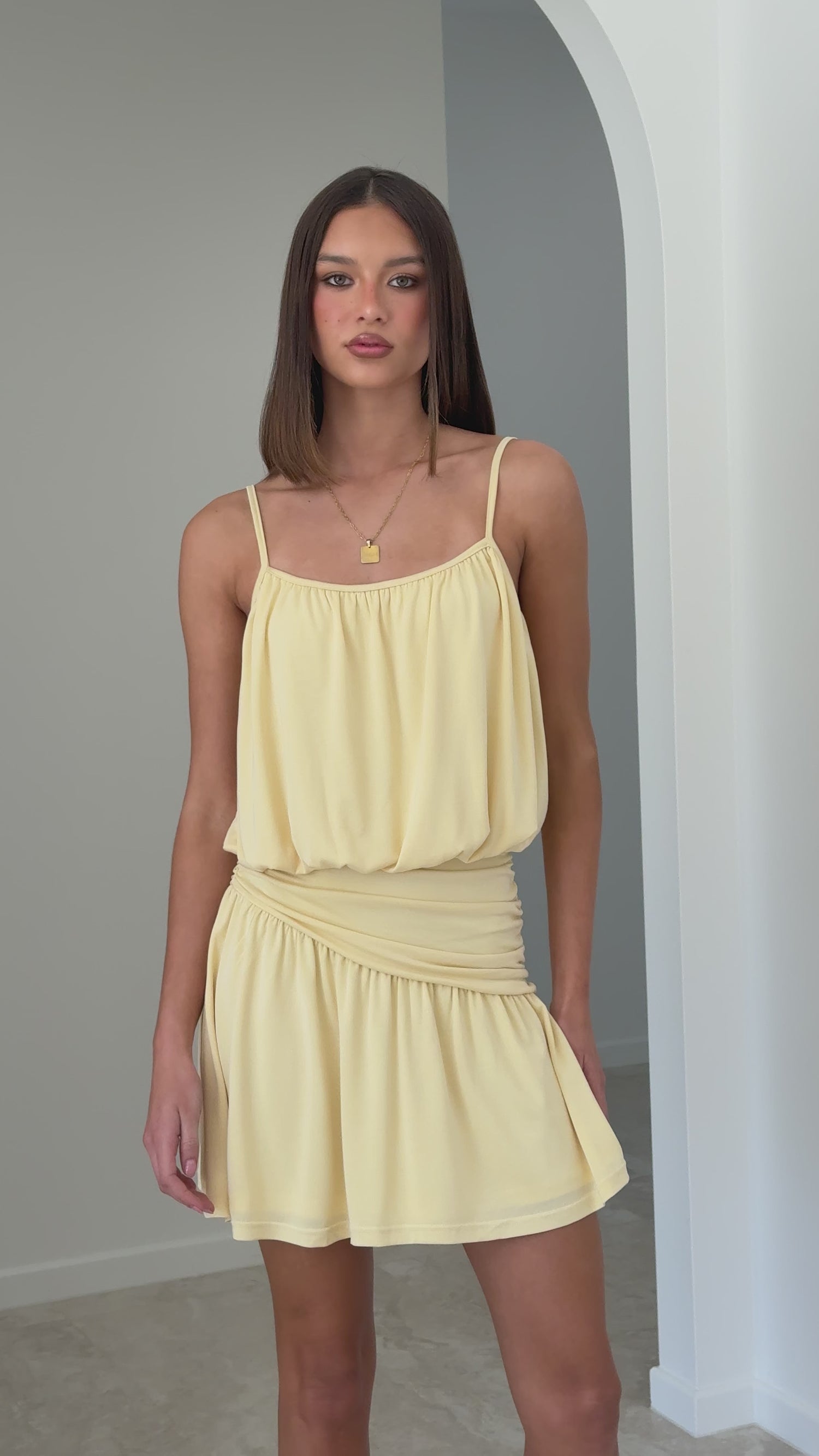 Bettina Mini Dress - Lemon - Billy J