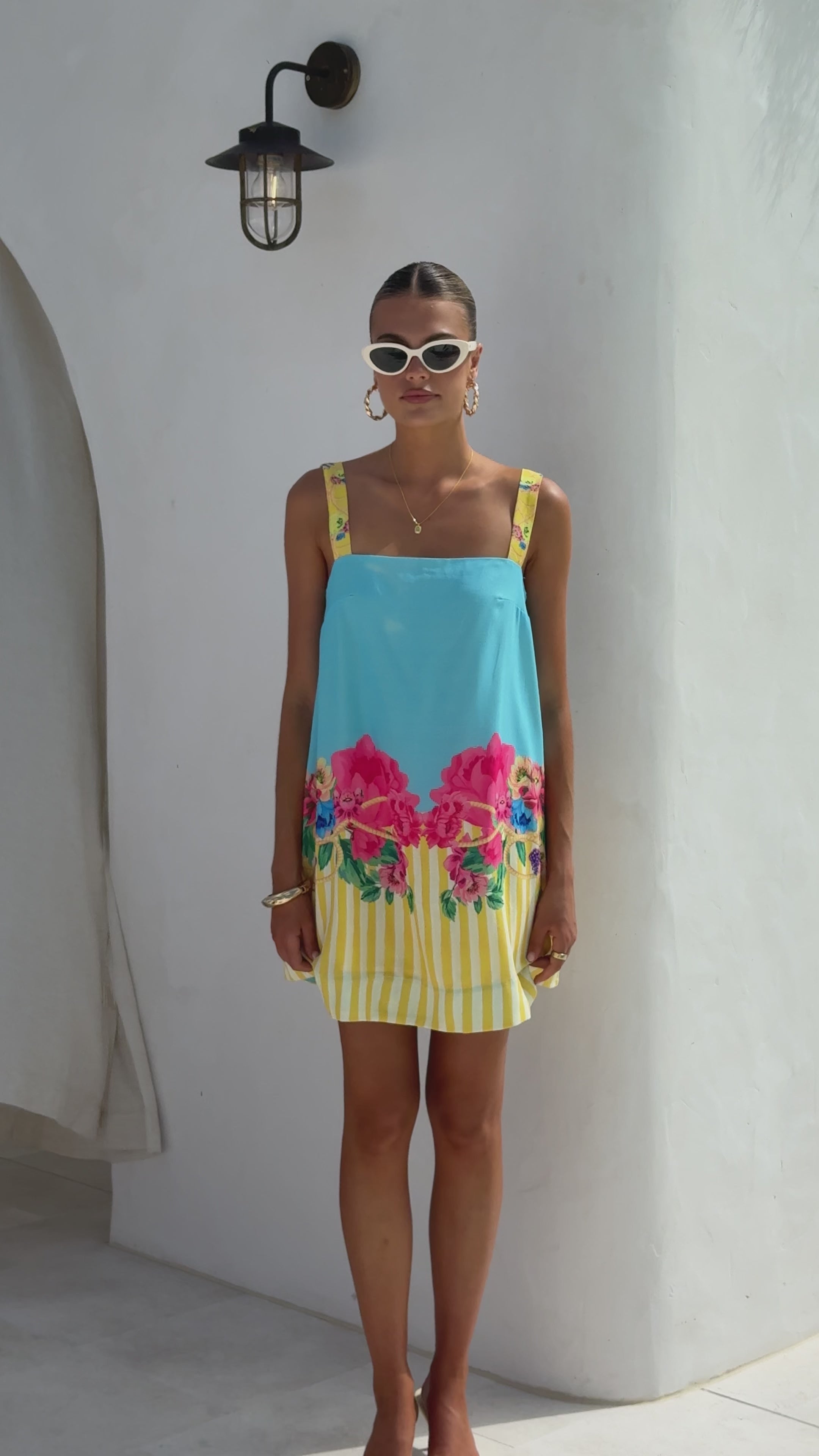 Load video: Gianna Mini Dress - Positano Blue - Billy J
