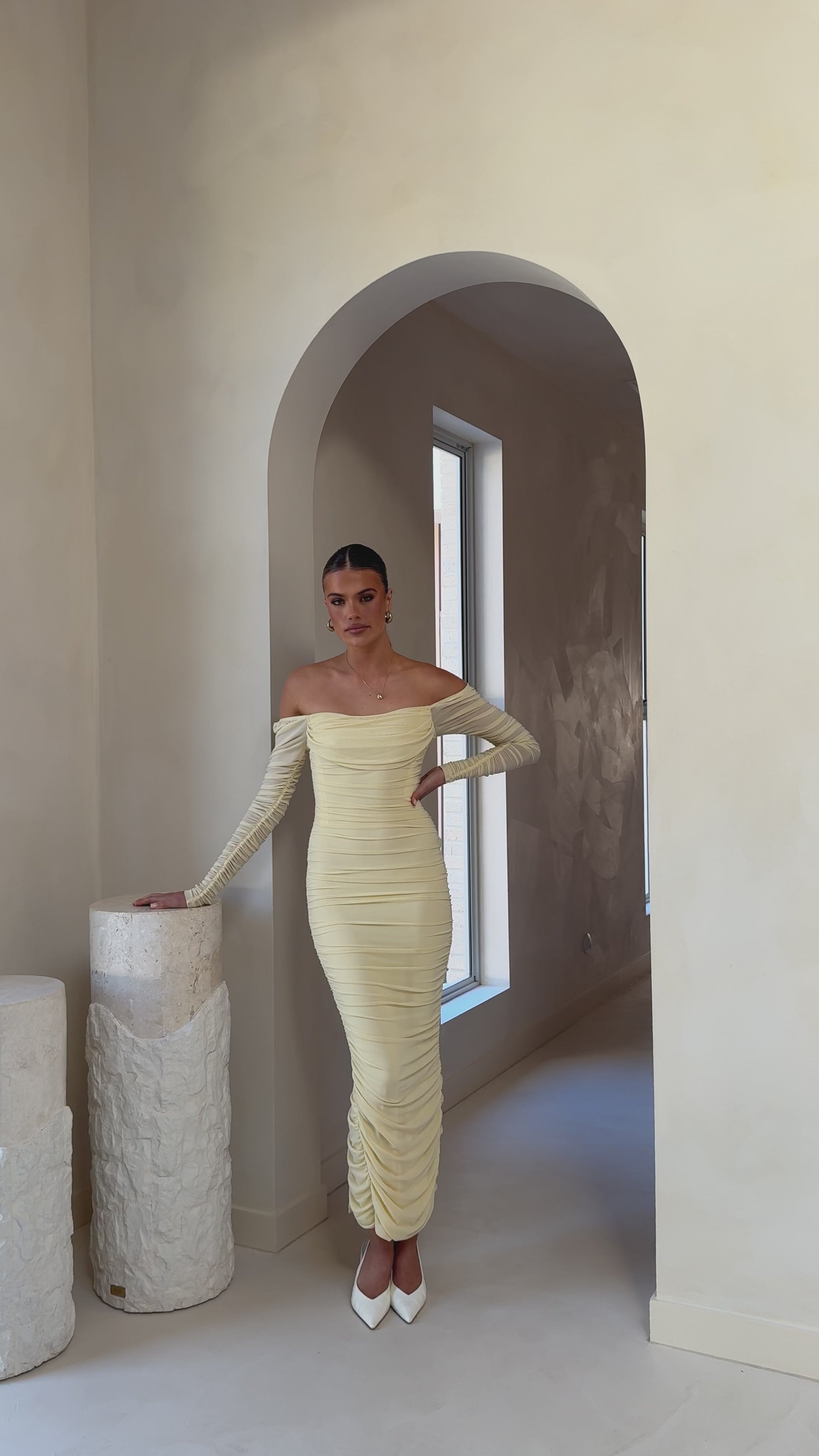 Kylie Maxi Dress Long Sleeve - Yellow - Billy J