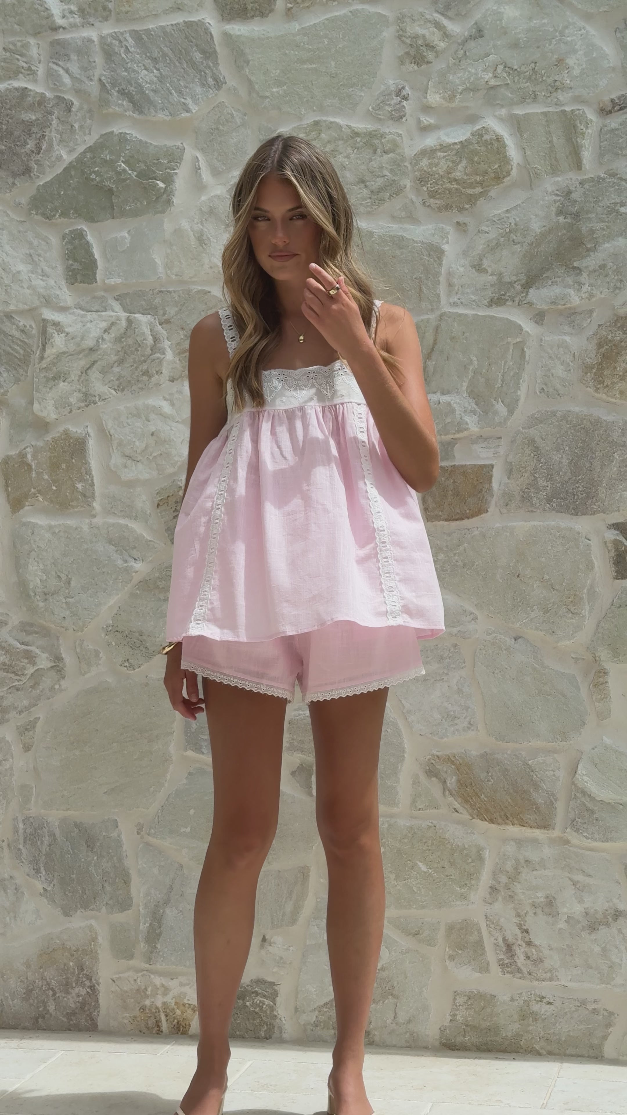 Load video: Leena Top and Shorts Set - Pink - Billy J