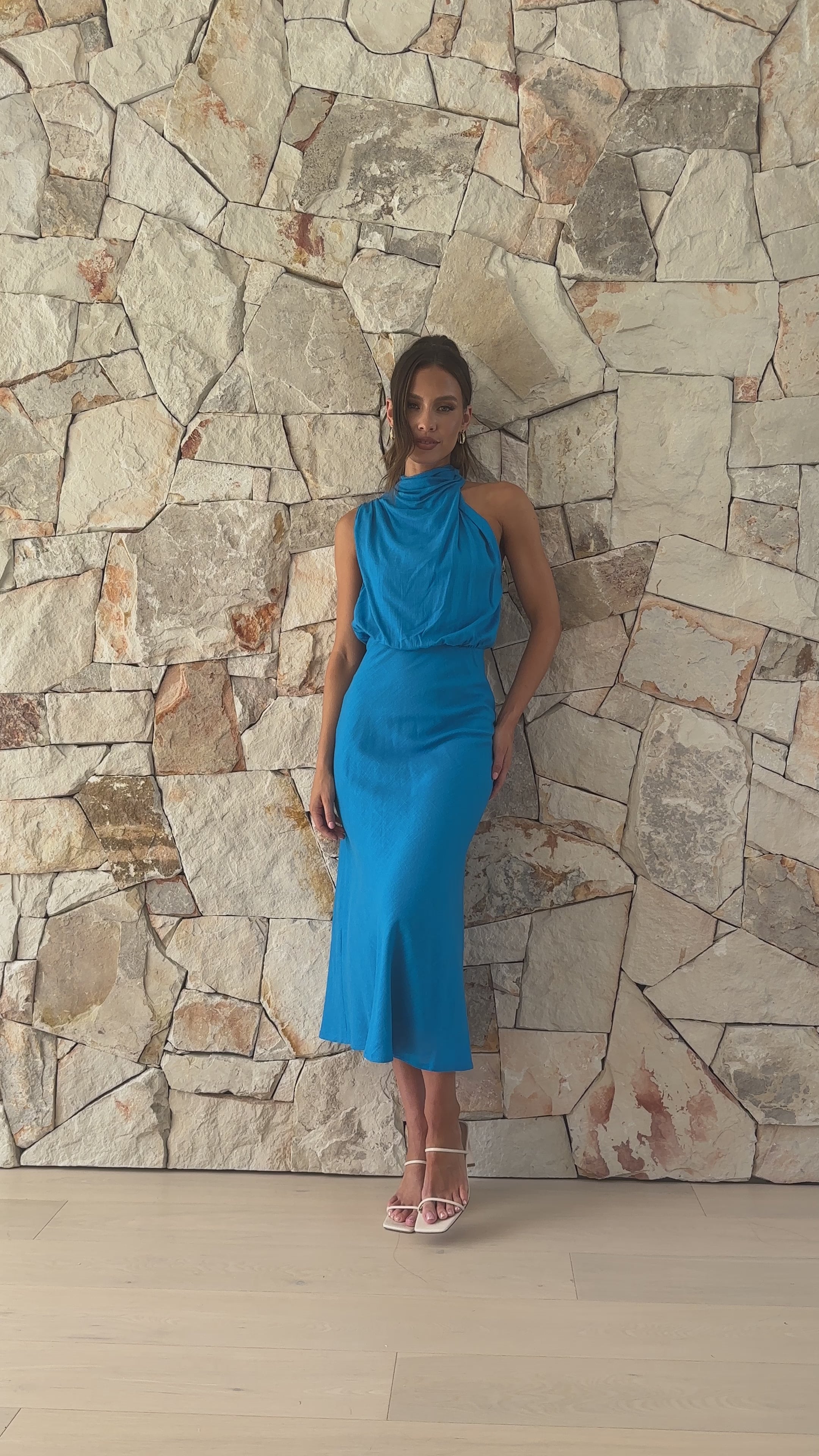 Estha Linen Maxi Dress - Blue