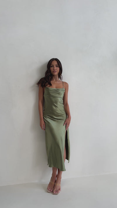 Load and play video in Gallery viewer, Celina Midi Dress - Olive
