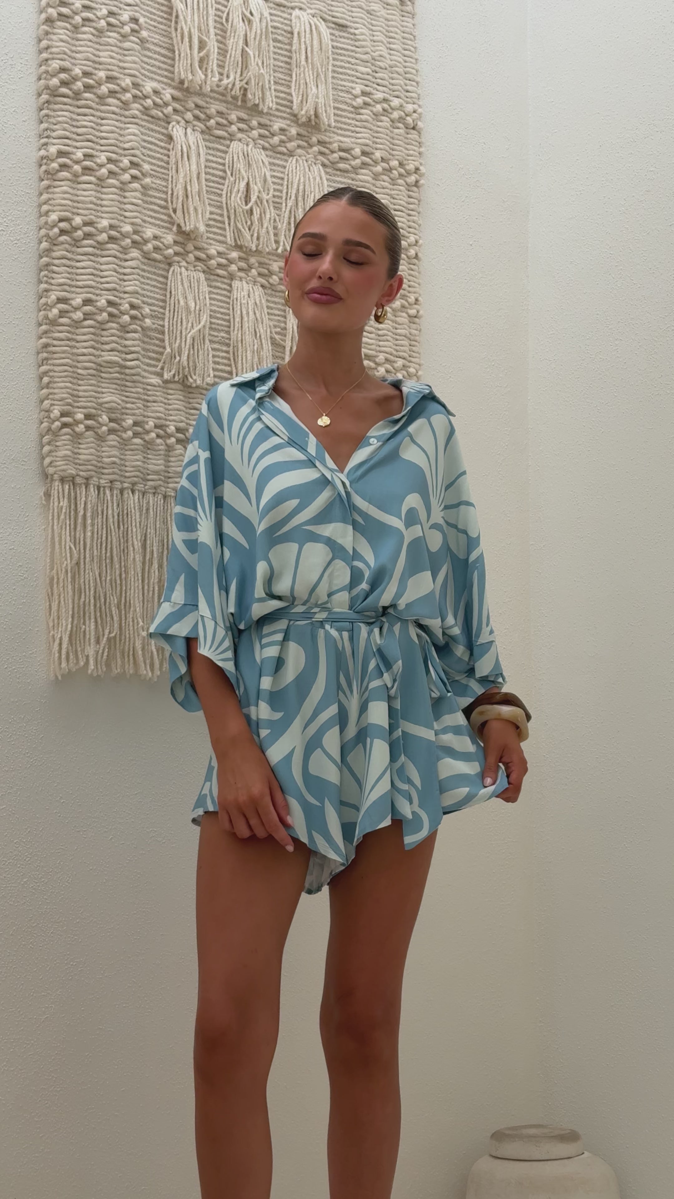 Load video: Bailin Playsuit - Coral Blue - Billy J