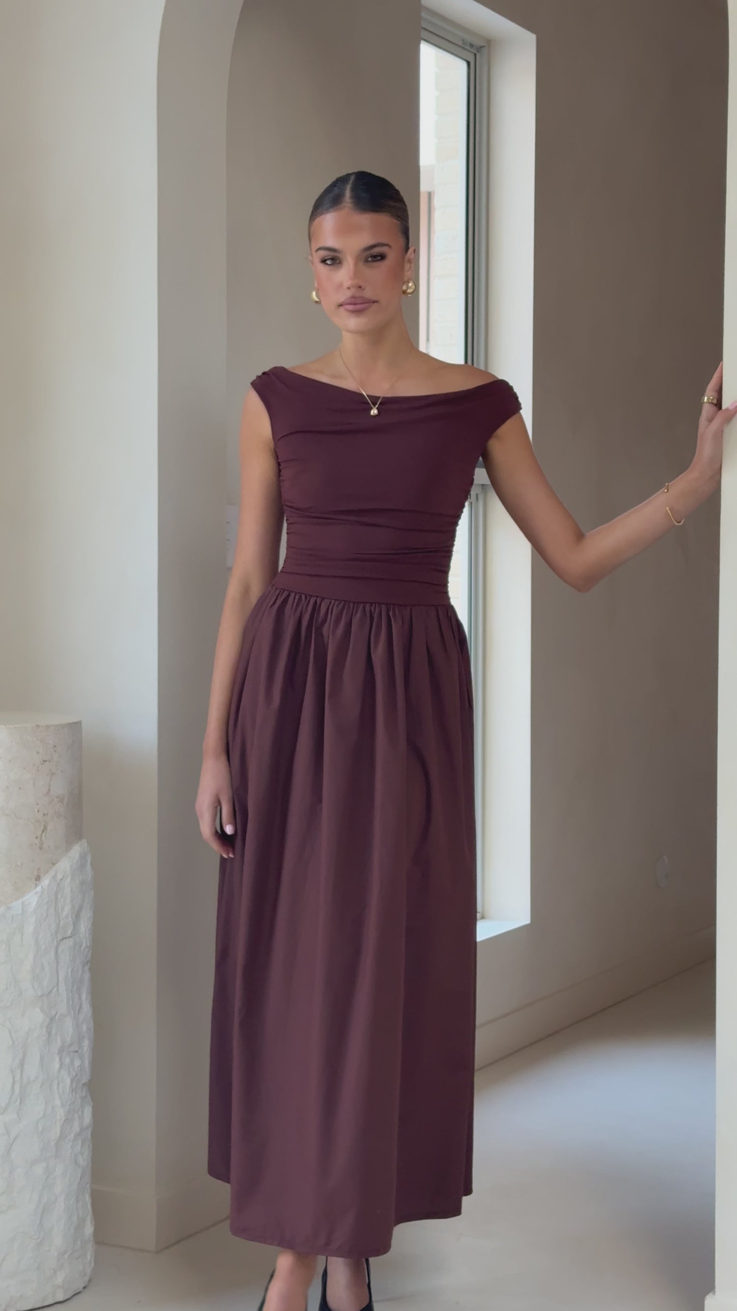 Immy Midi Dress - Brown - Billy J
