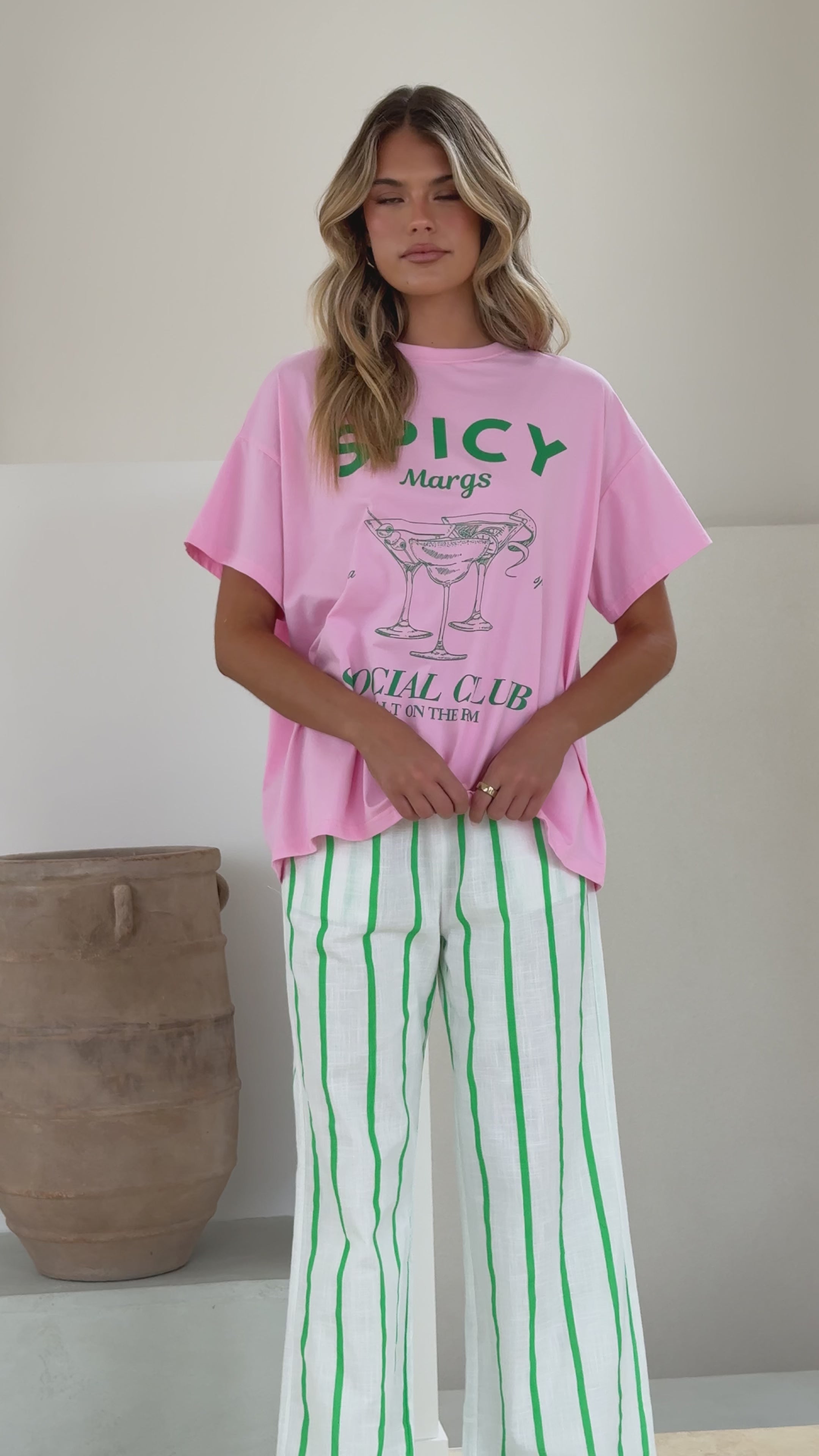 Spicy Margs Club Tee and Pant Set - Pink/Green - Billy J