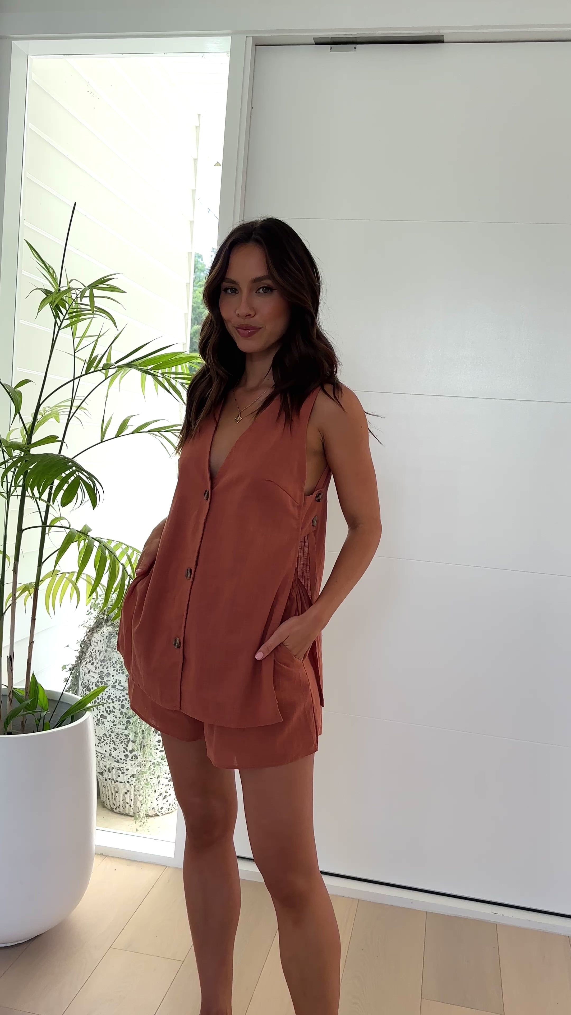 Hayley Vest and Shorts Set - Rust
