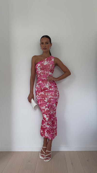 Load and play video in Gallery viewer, Natalia Midi Dress - Pink Floral
