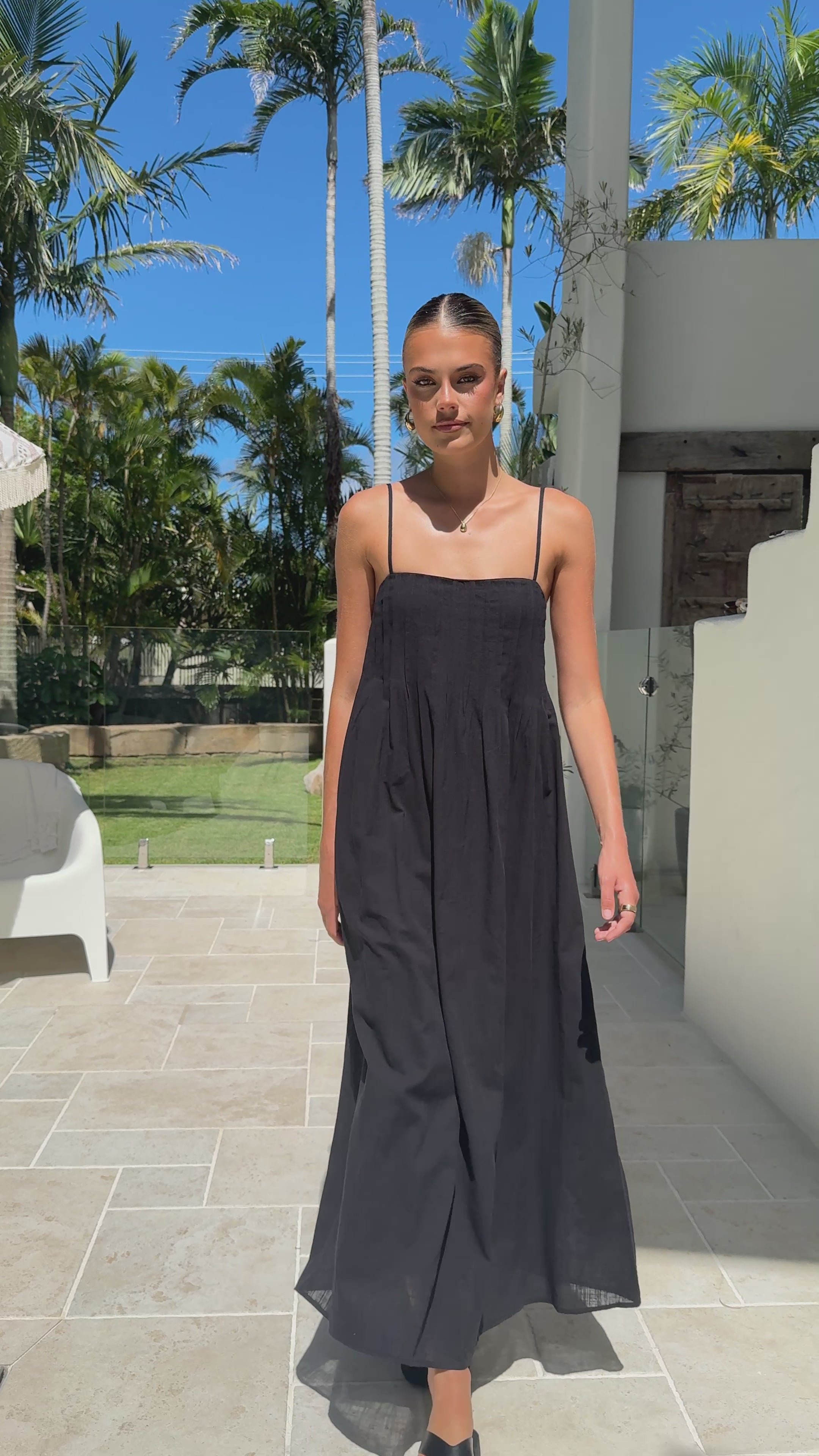 Load video: Stayla Maxi Dress - Black - Billy J