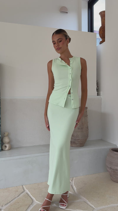 Load and play video in Gallery viewer, Rahela Button Top and Maxi Skirt Set - Mint - Billy J
