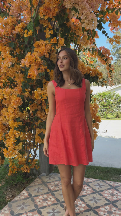 Load and play video in Gallery viewer, Ariel Mini Dress - Blood Orange

