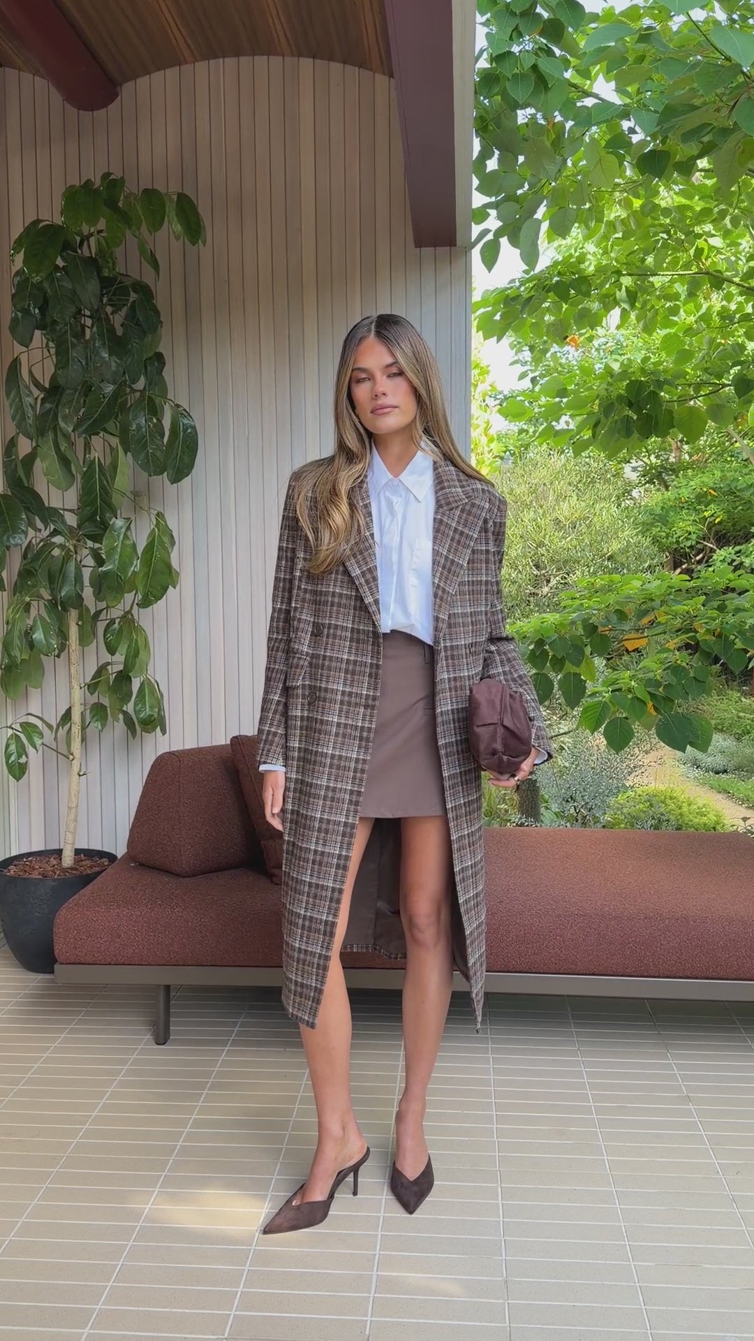 MVN Adrina Coat - Brown Plaid - Billy J