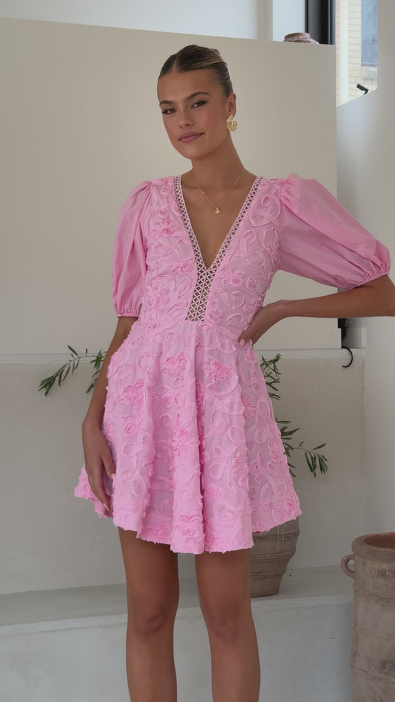 Calanthe Mini Dress - Soft Pink - Billy J