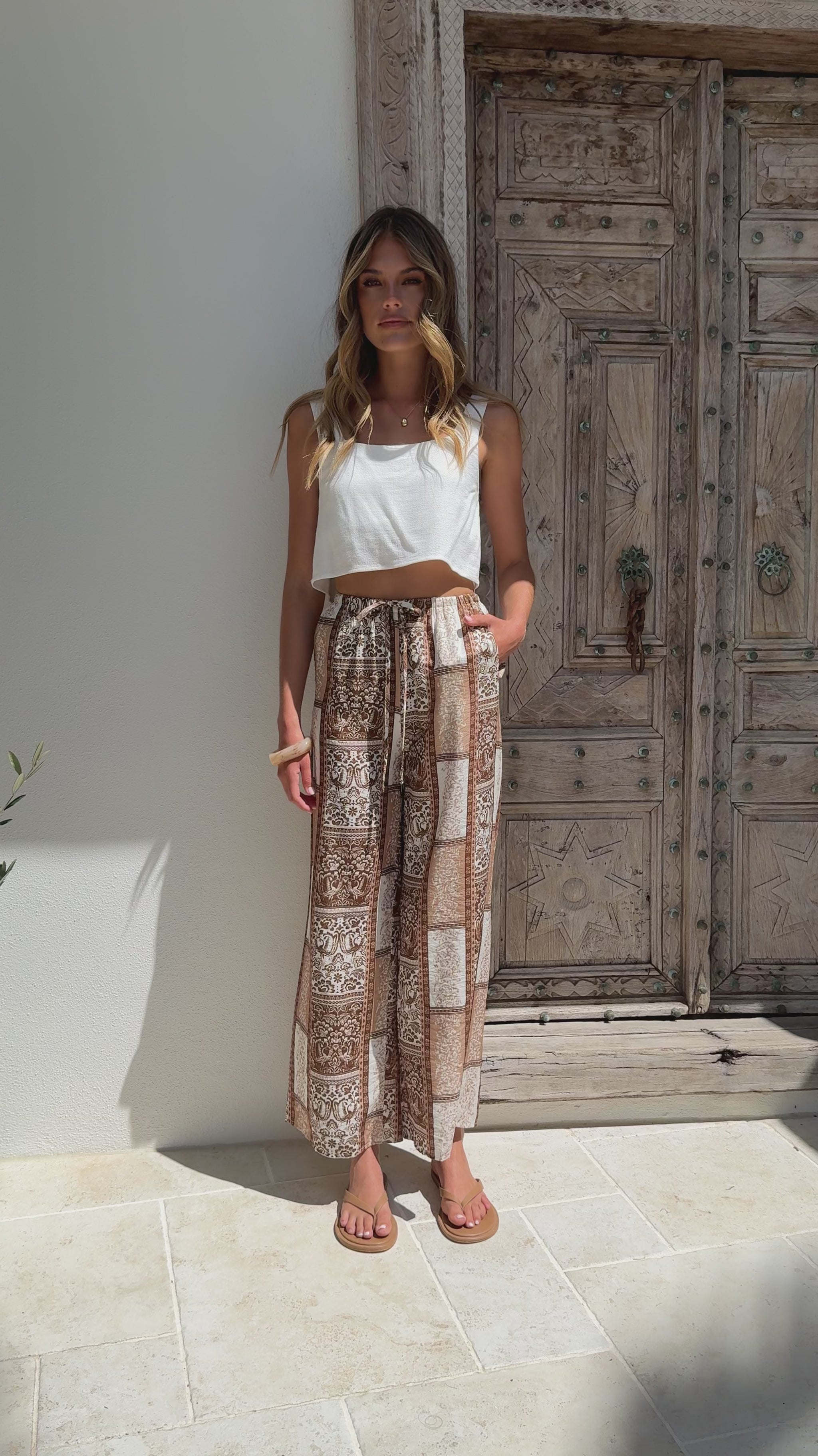 Latisha Pants - Brown / Beige Print - Billy J
