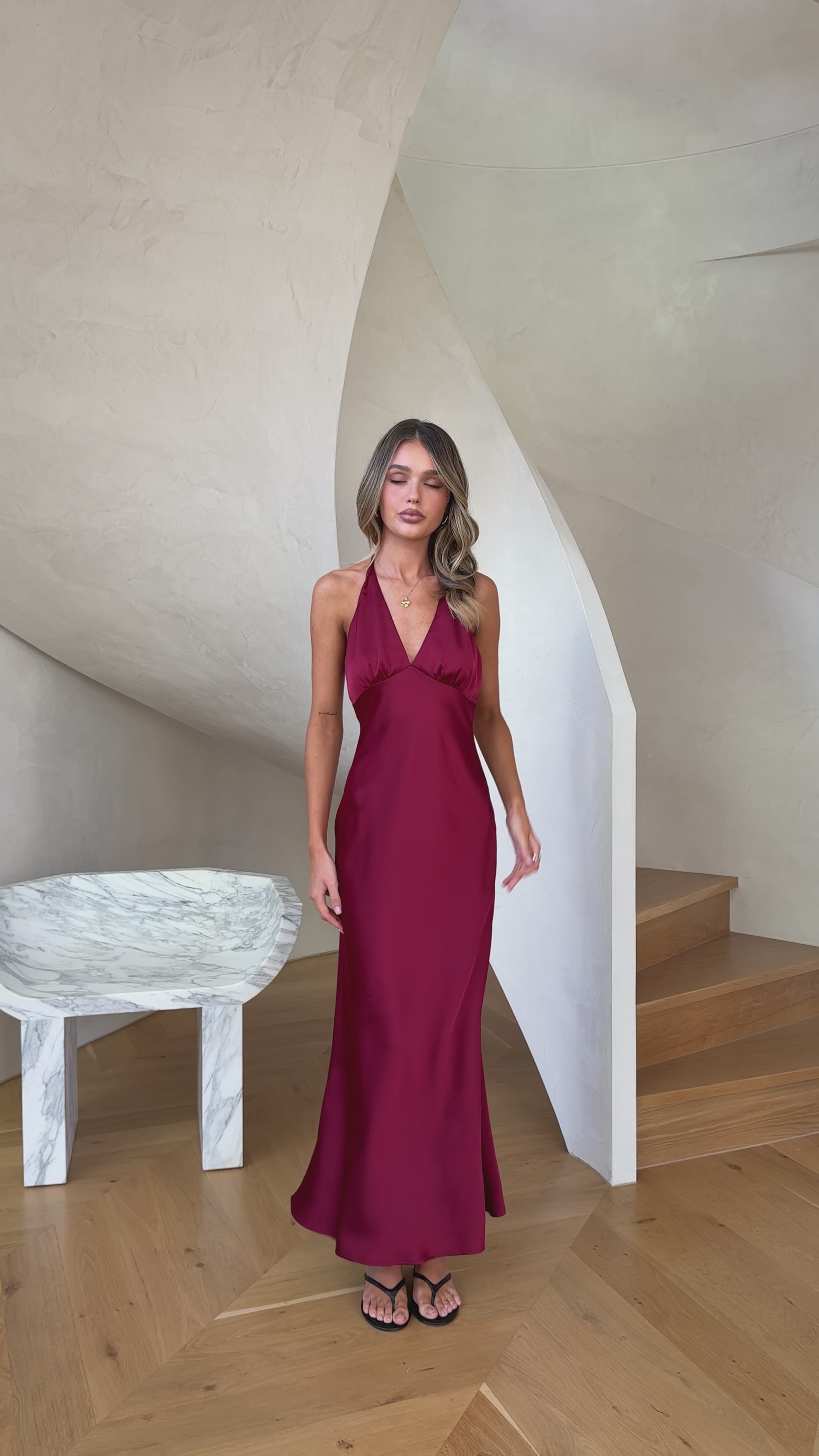 Load video: Harlow Maxi Dress - Wine - Billy J