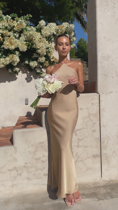 Load and play video in Gallery viewer, Chiara Maxi Dress - Latte
