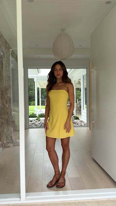 Load and play video in Gallery viewer, Quinn Mini Dress - Yellow
