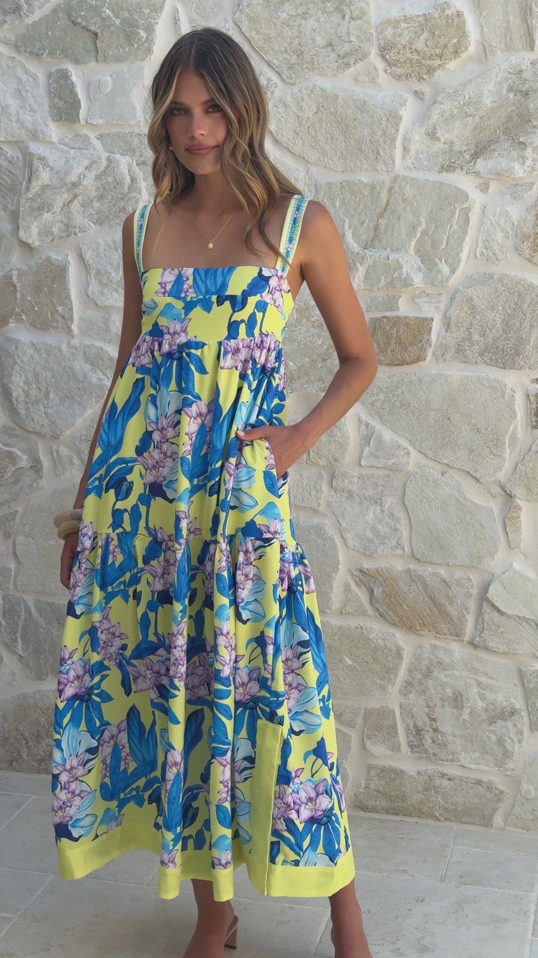 Avala Midi Dress - Blue Leaf Orchid - Billy J