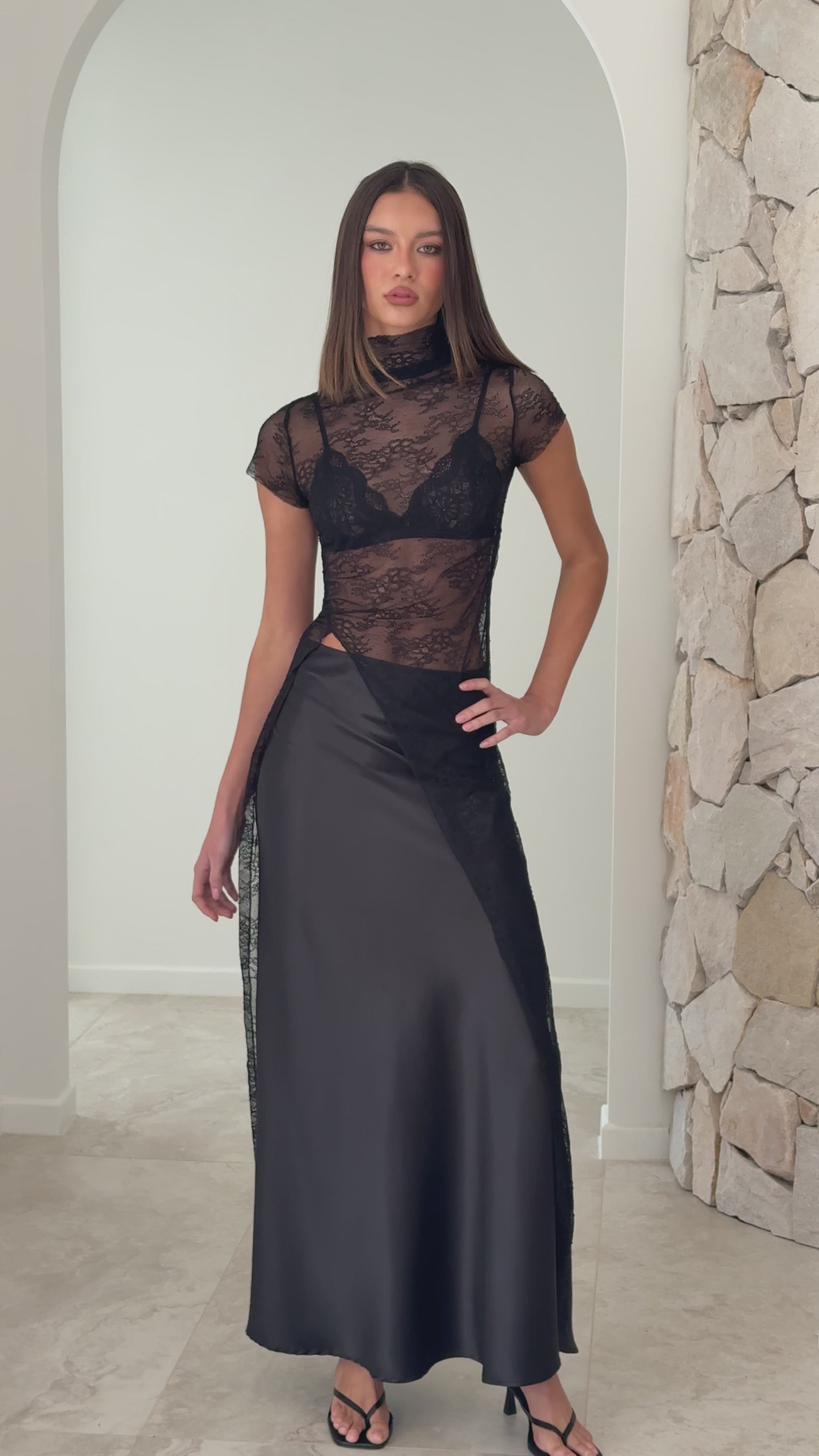 Ria Sheer Top - Black Lace - Billy J