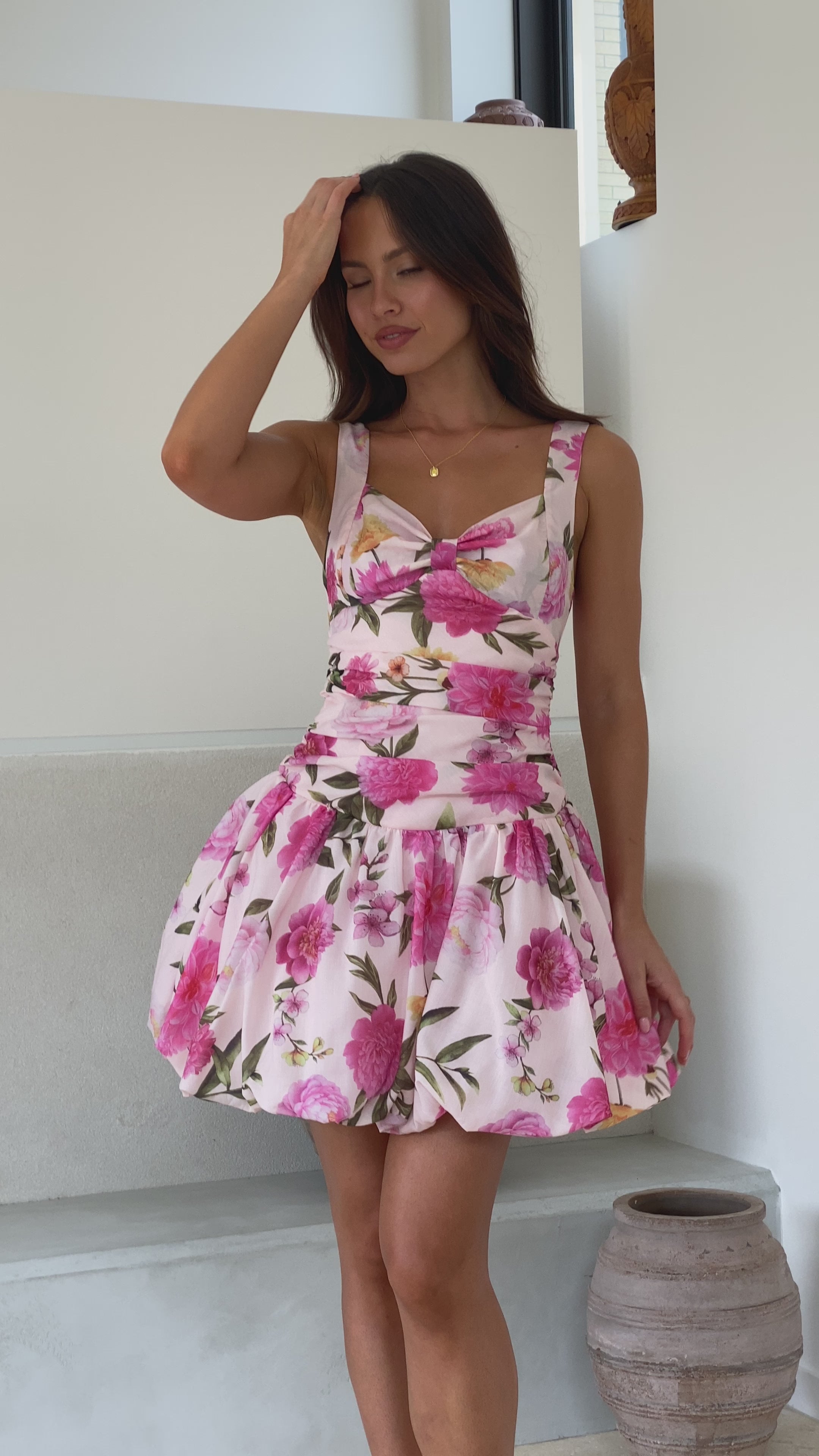 Pixie Mini Dress - Pink Floral - Billy J