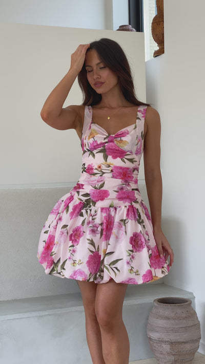 Load and play video in Gallery viewer, Pixie Mini Dress - Pink Floral - Billy J
