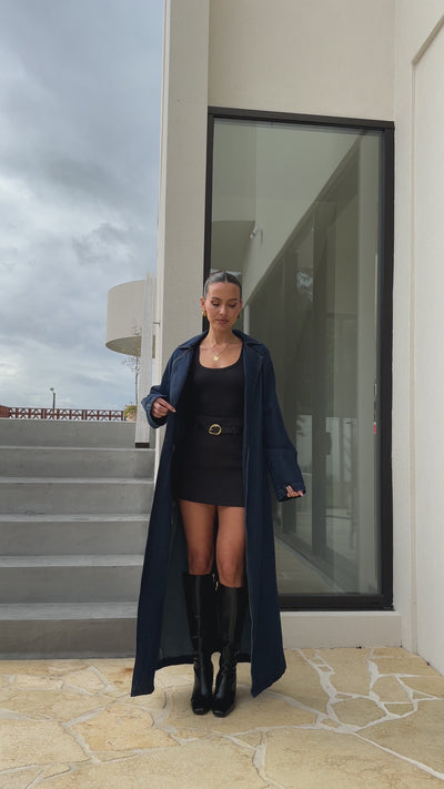 Load and play video in Gallery viewer, Candice Trench Coat - Indigo
