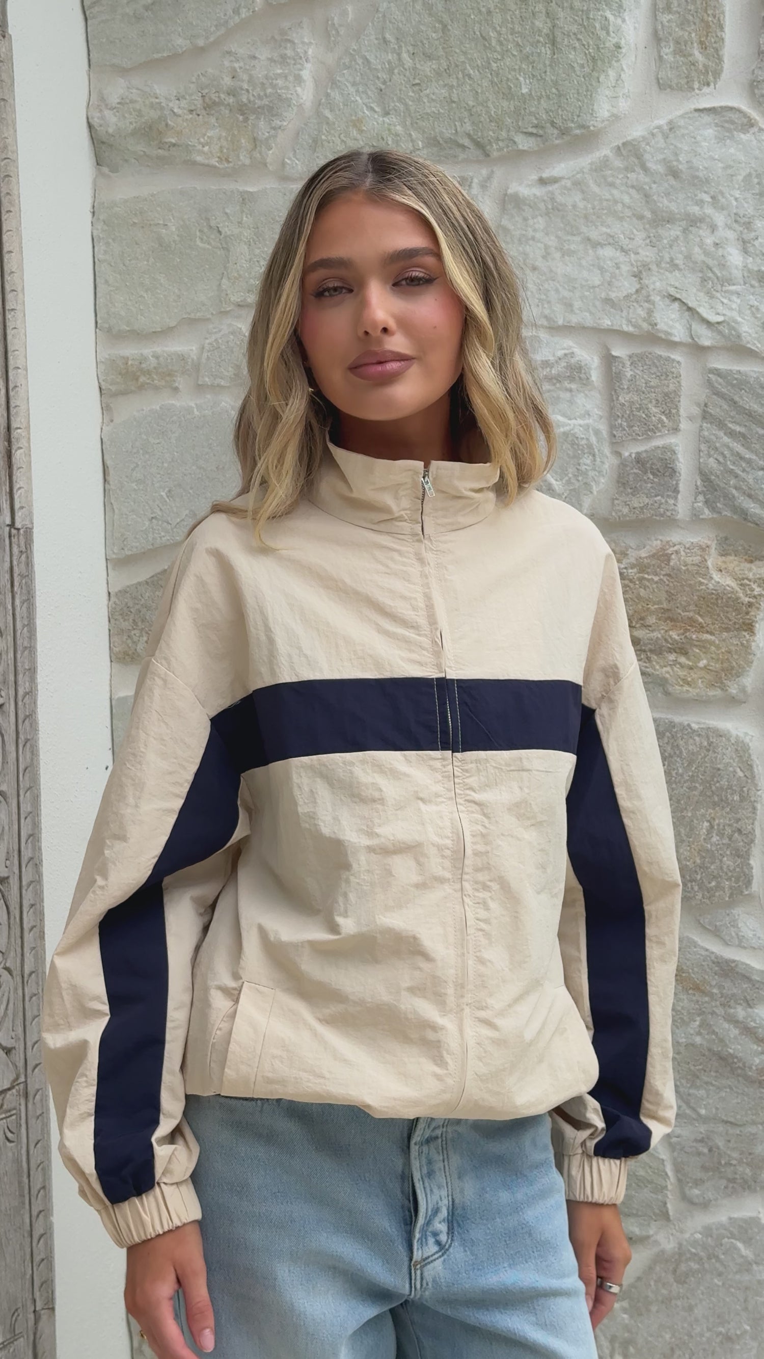 Ariella Jacket - Beige/Navy - Billy J