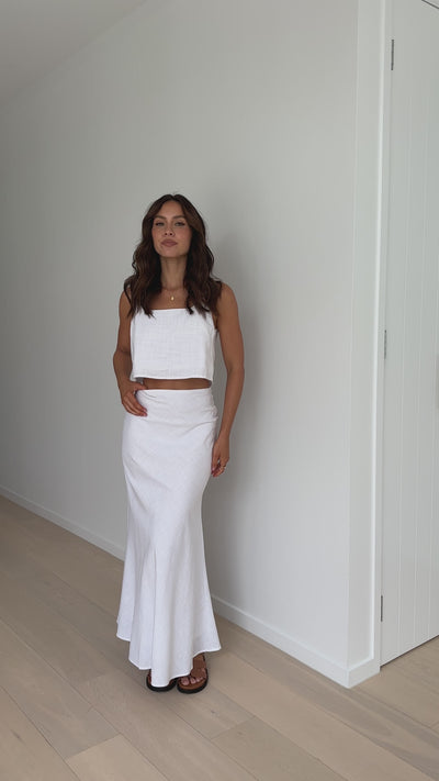 Load and play video in Gallery viewer, Adelita Crop Top and Maxi Skirt Set - White
