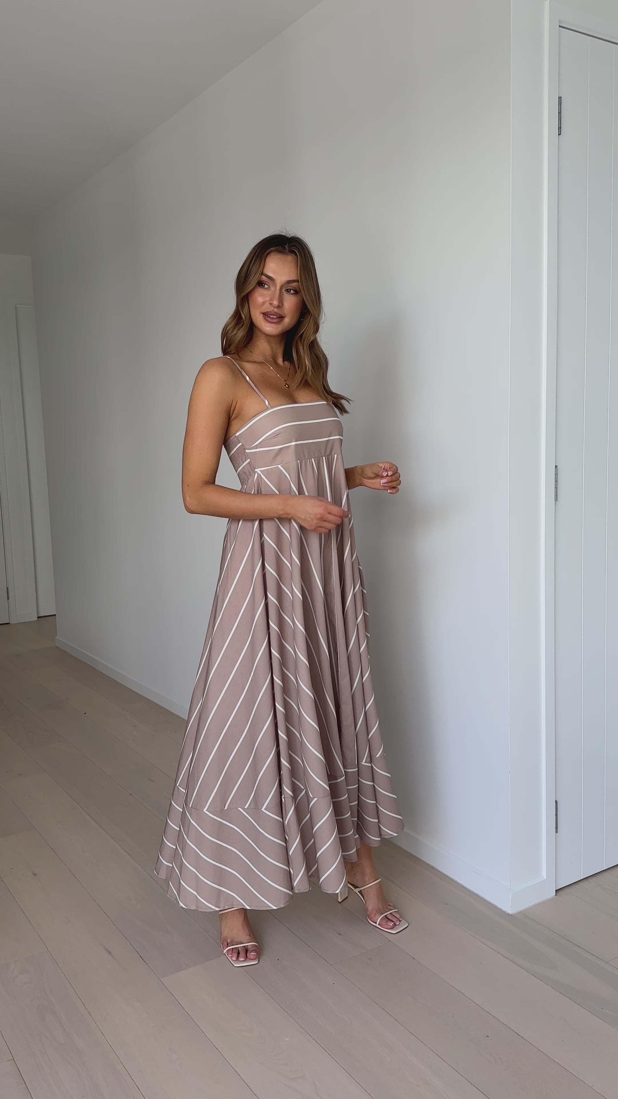 Kaethe Maxi Dress - Camel / White Stripe