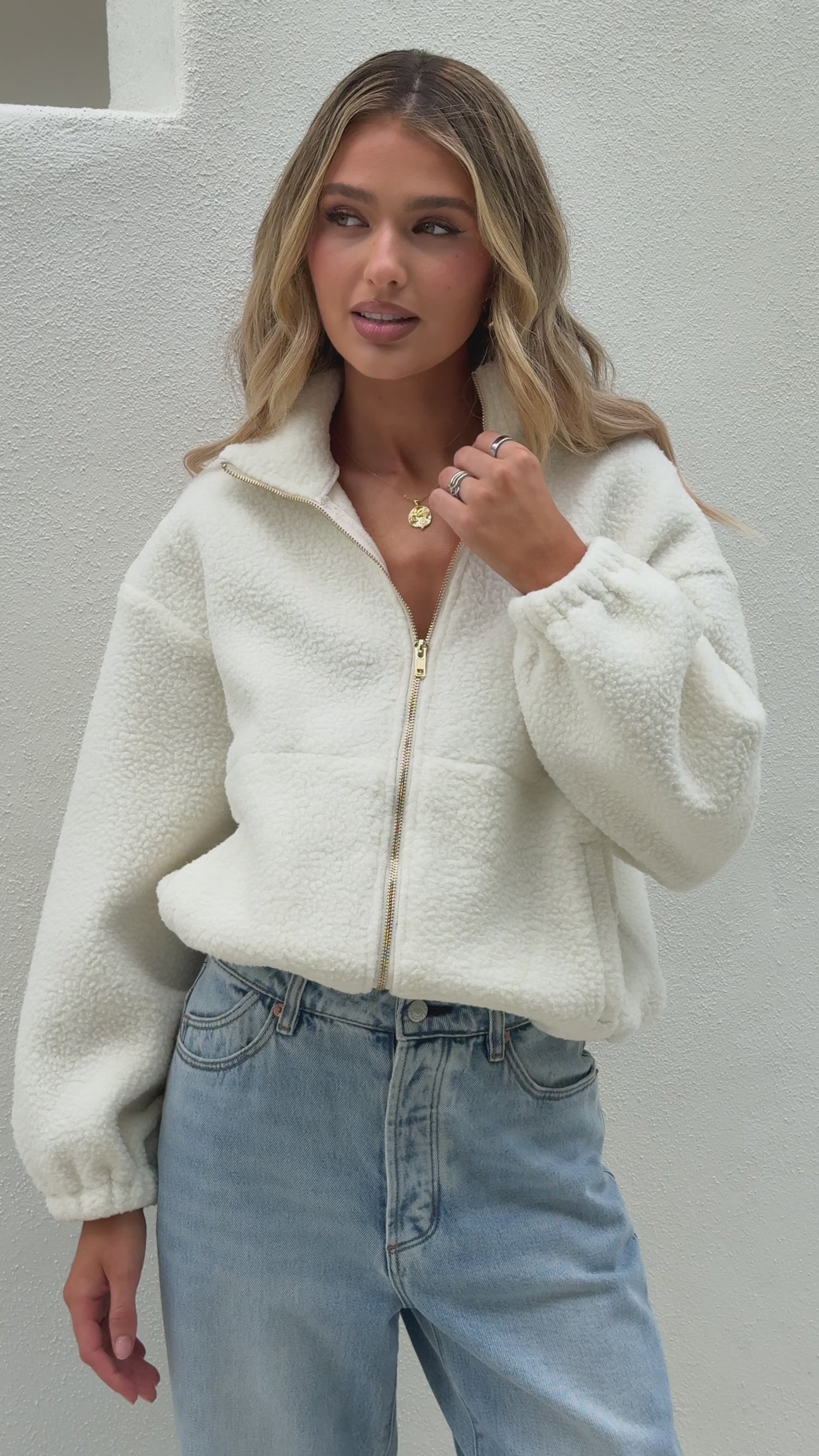 Maisie Teddy Jacket - Cream - Billy J
