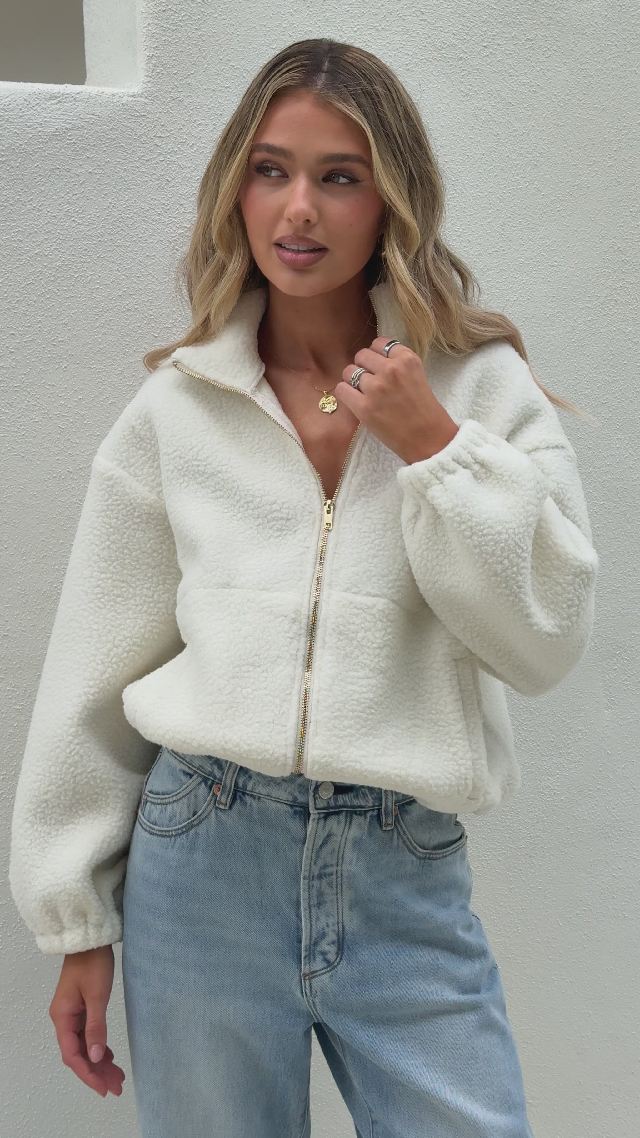Maisie Teddy Jacket - Cream - Billy J