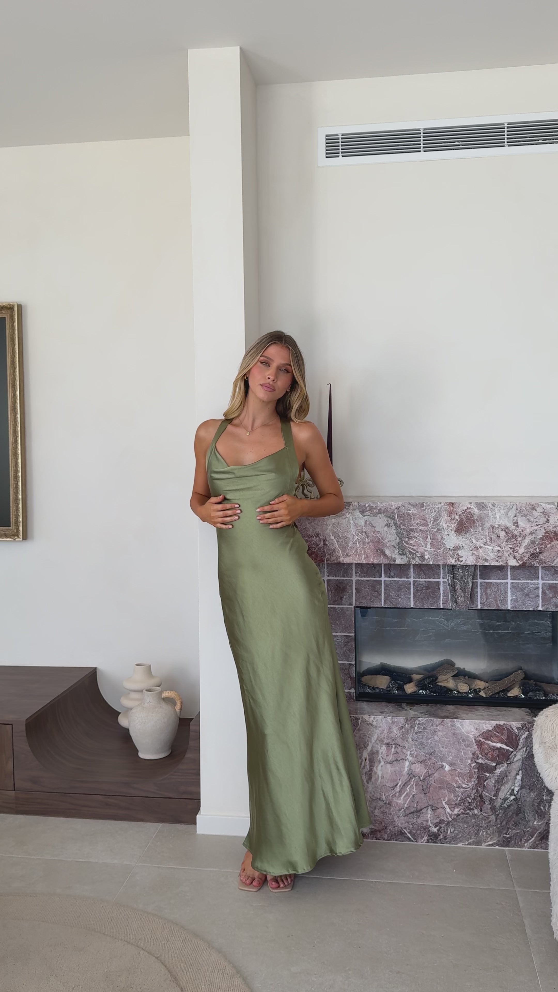 Load video: Eva Maxi Dress - Olive - Billy J