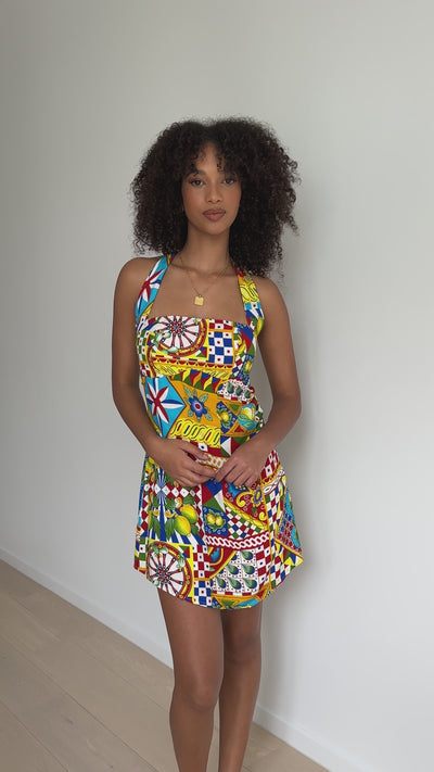 Load and play video in Gallery viewer, Aera Mini Dress - Phaedra Print
