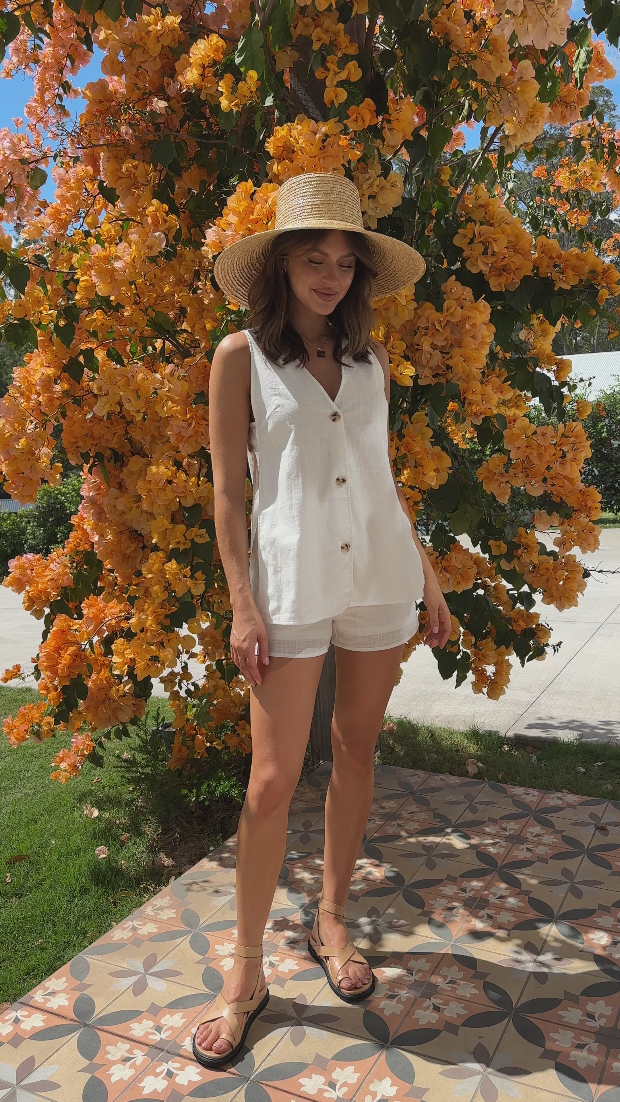 Hayley Vest and Shorts Set - White