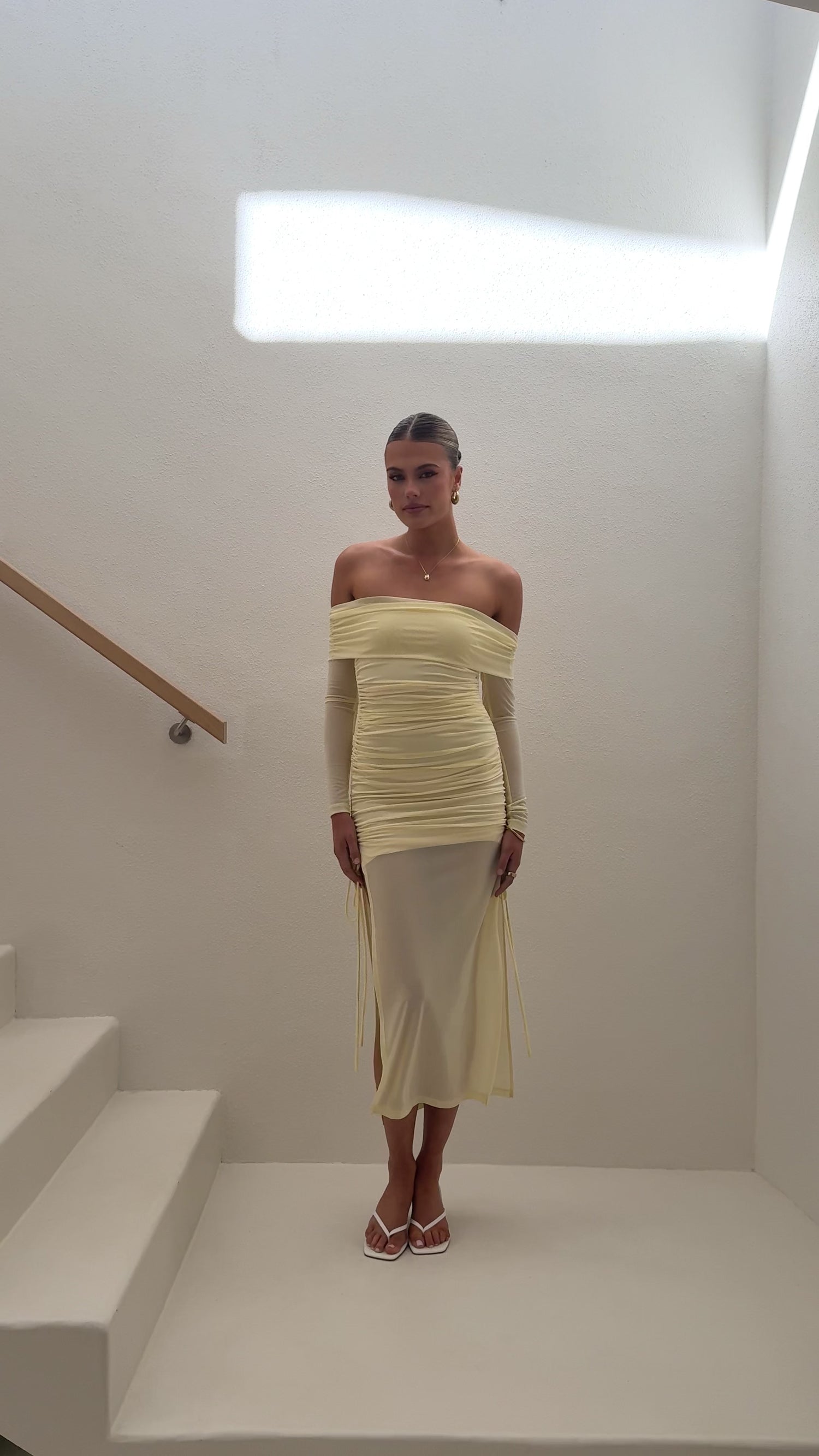 Isadora Off Shoulder Maxi Dress - Yellow - Billy J