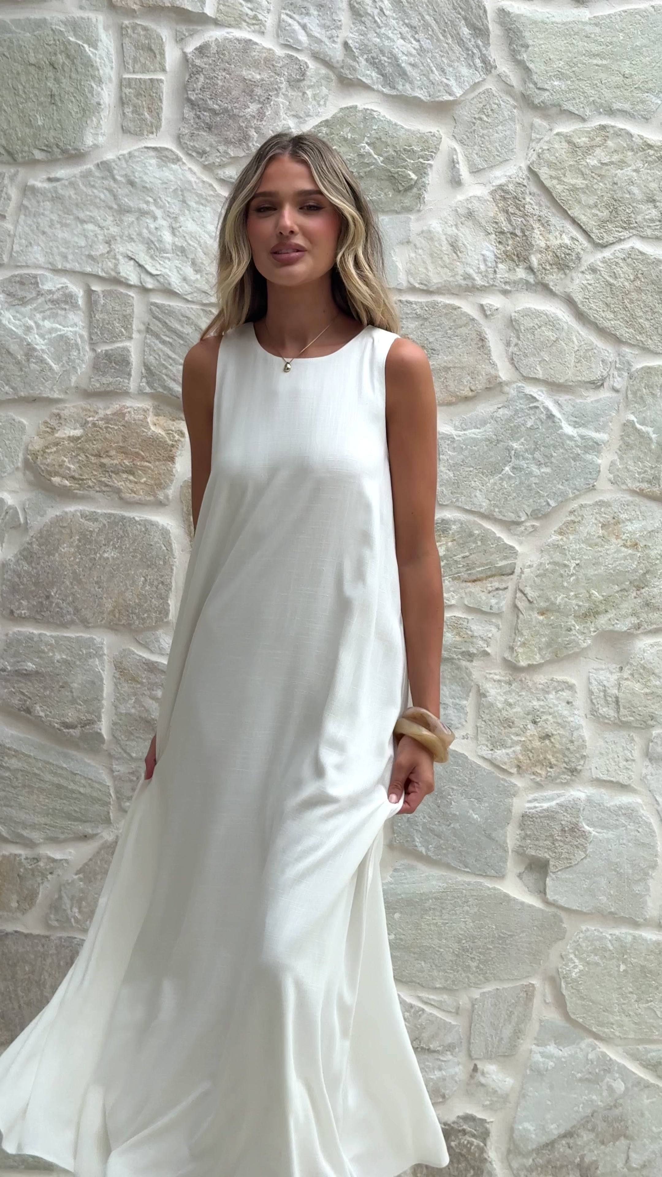 Load video: Mylah Maxi Dress - White - Billy J