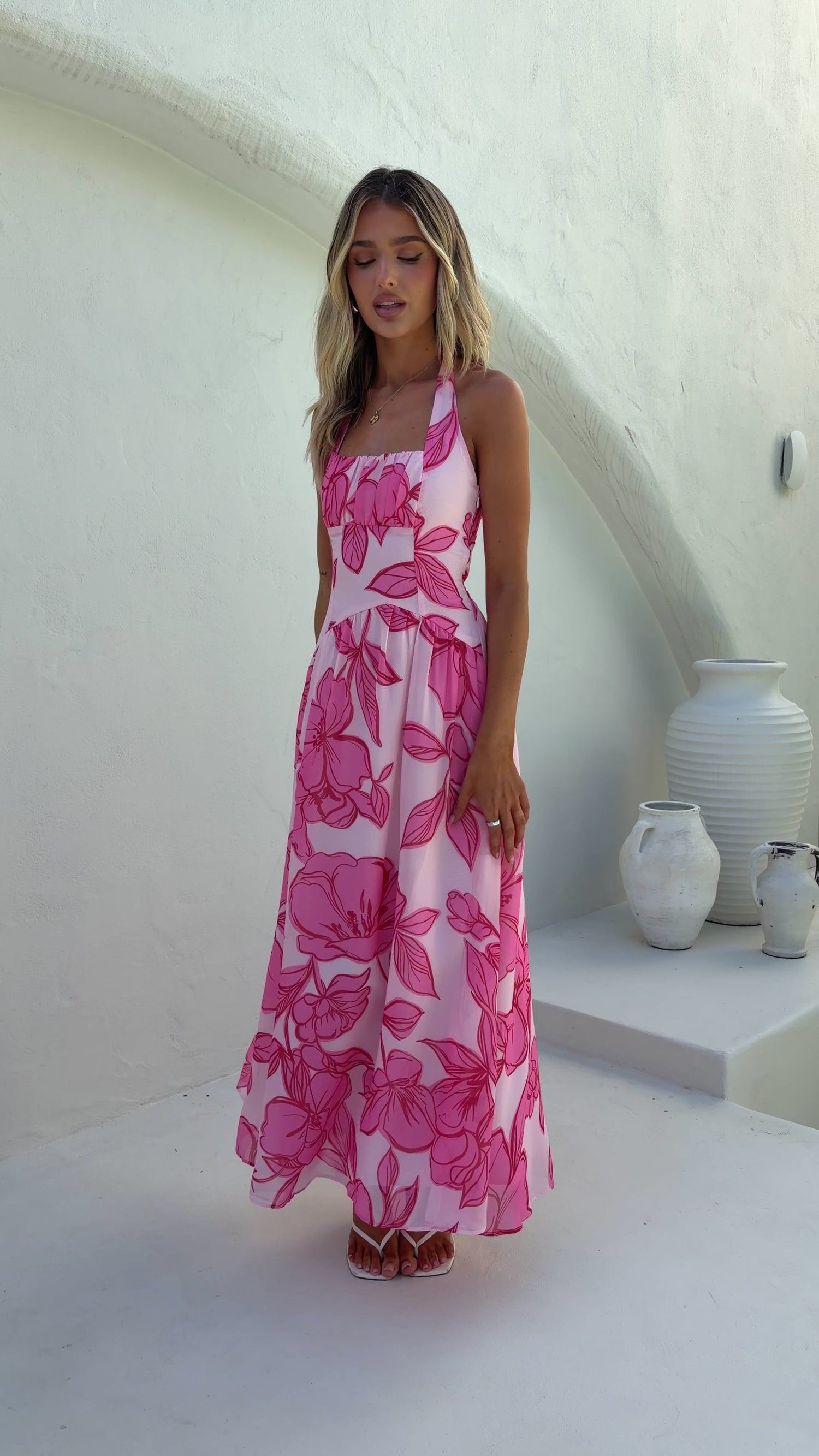 Blase Maxi Dress - Pink Floral - Billy J