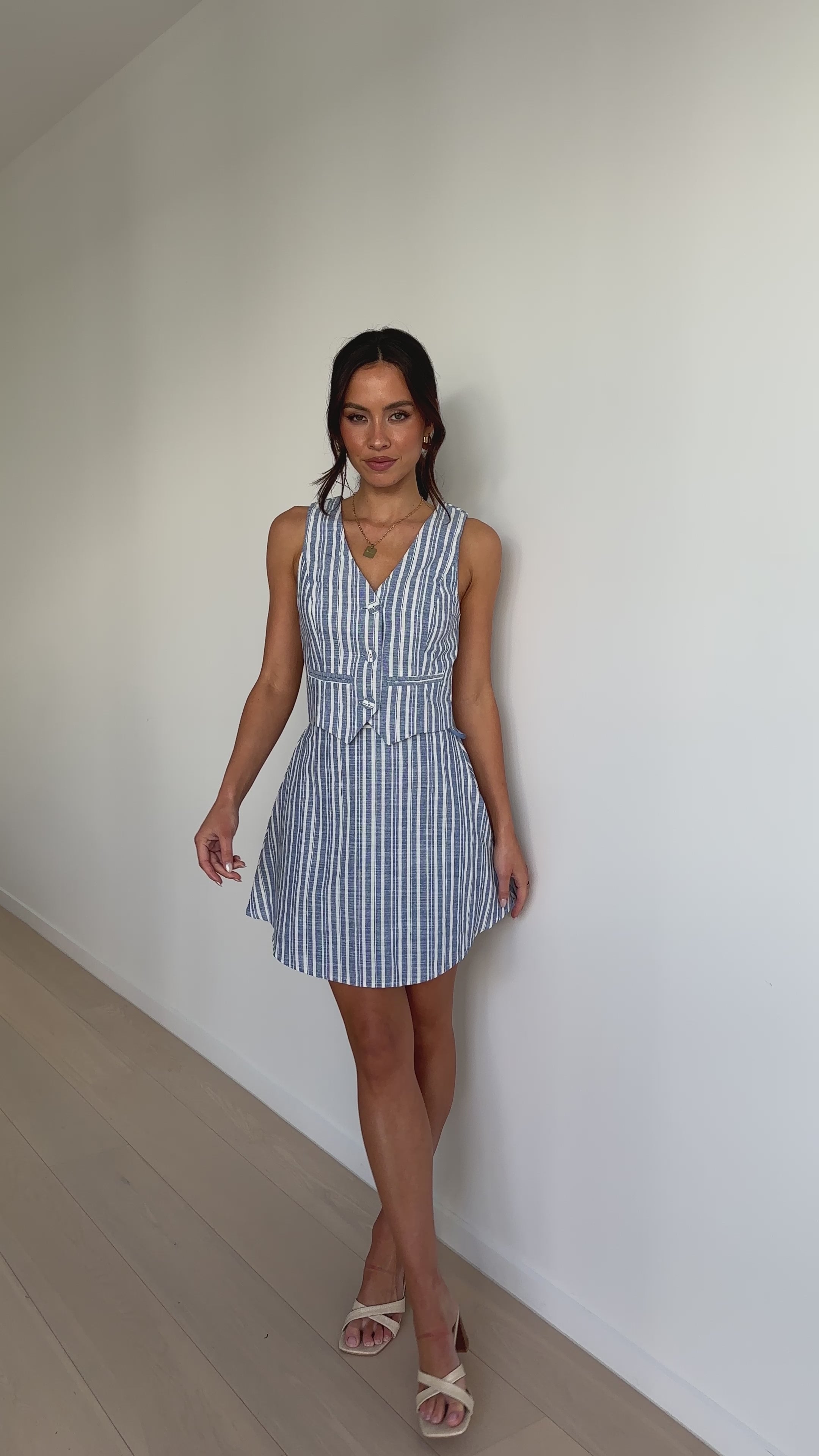 Evangeline Skirt - Blue Stripe