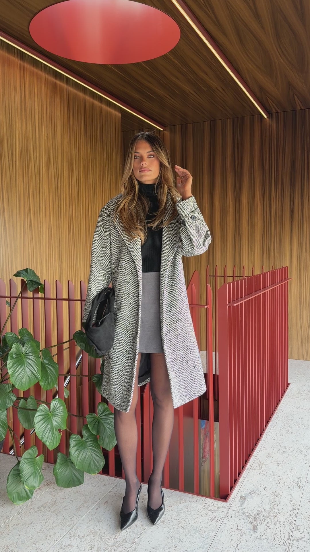 Load video: Avery Coat - Grey Tweed - Billy J