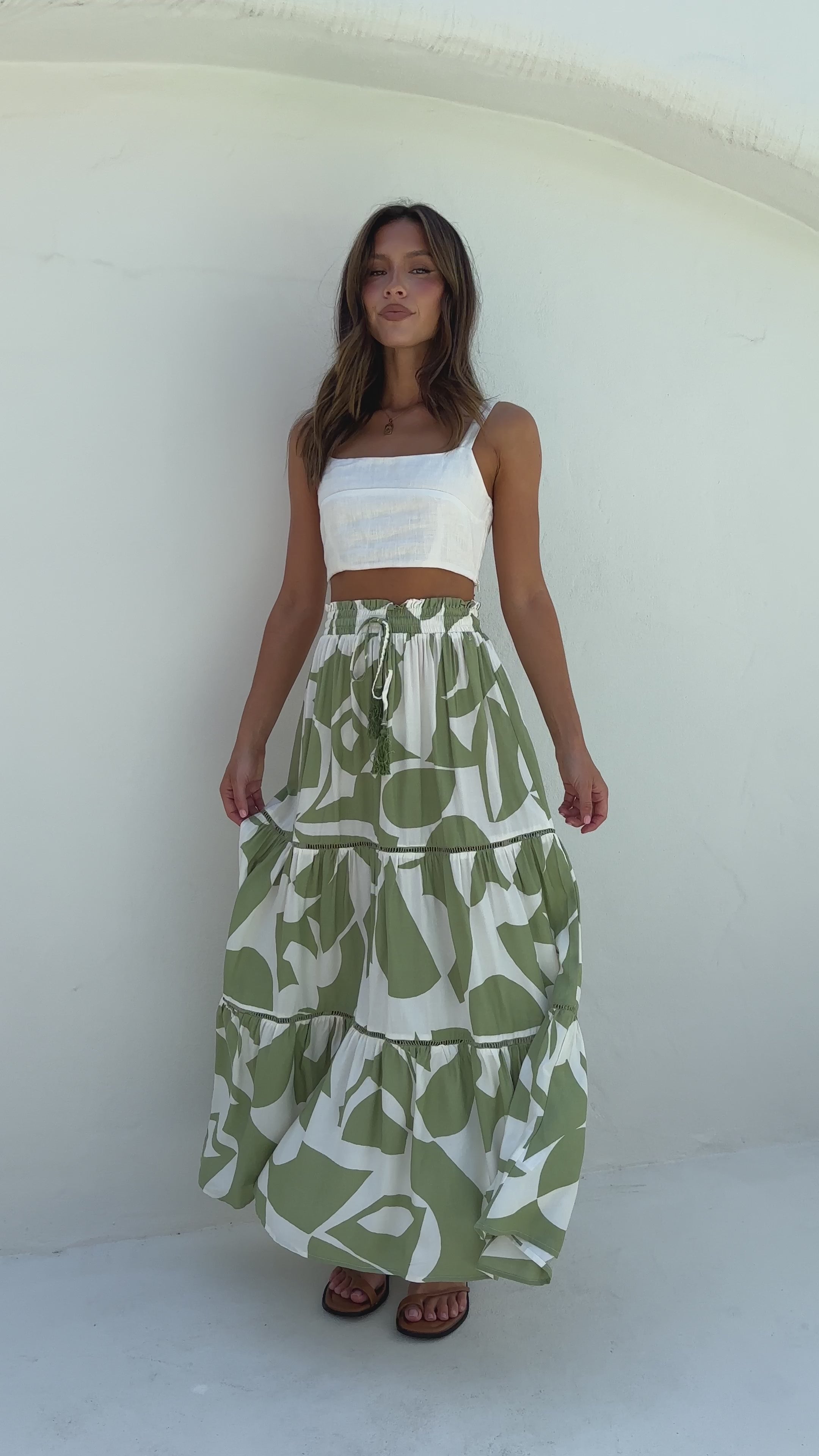 Miracle Maxi Skirt - Sage Print