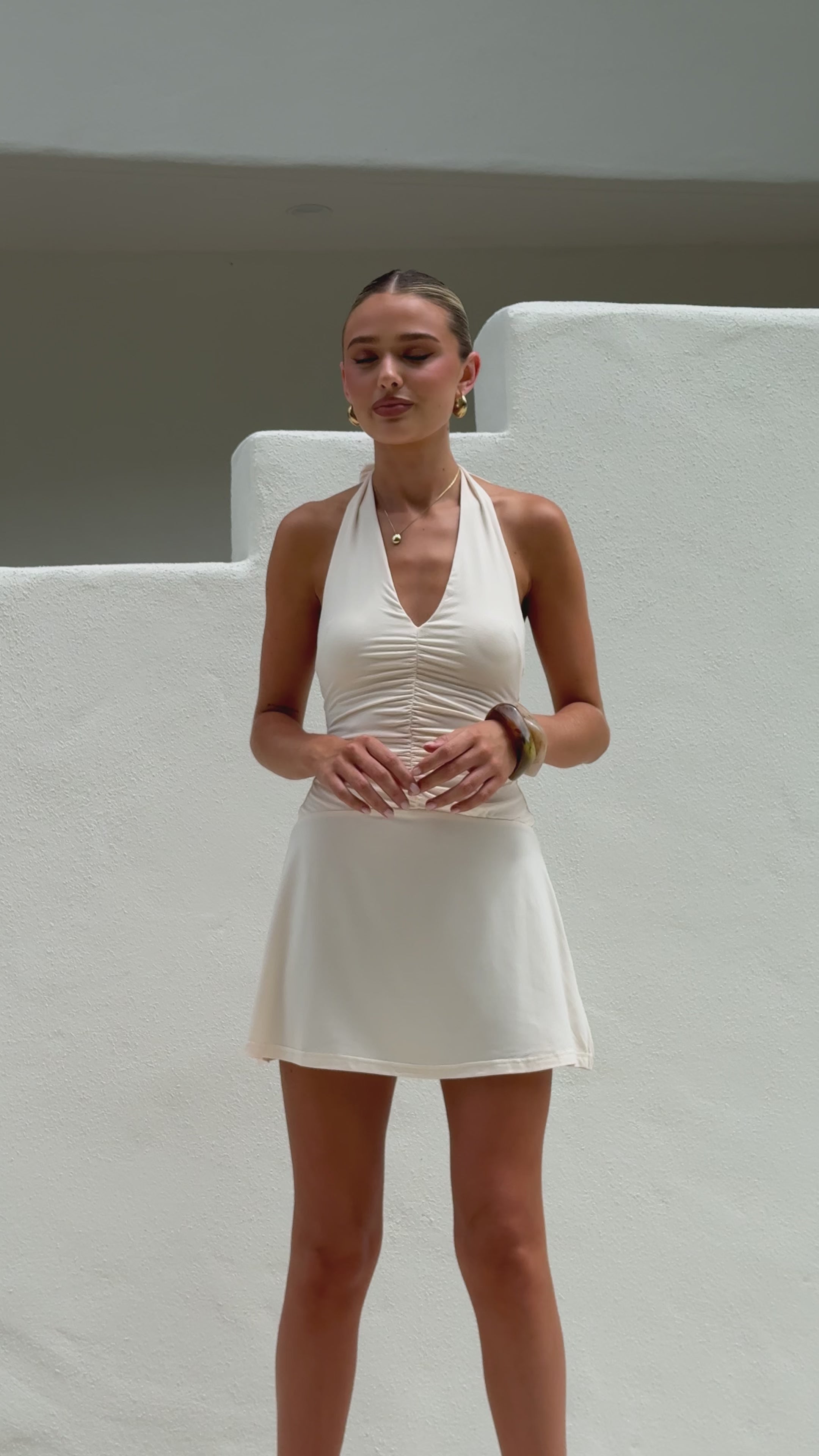 Load video: Milla Mini Dress - Cream - Billy J