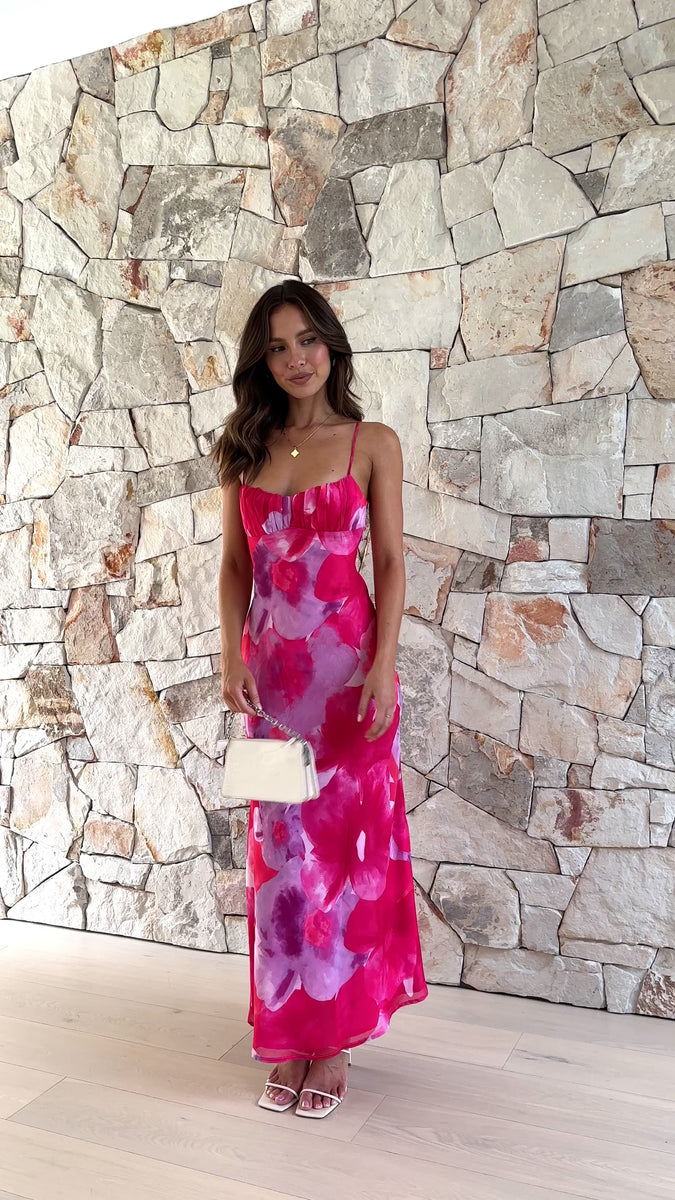 Addison Maxi Dress - Pink Floral - Buy Women's Dresses - Billy J