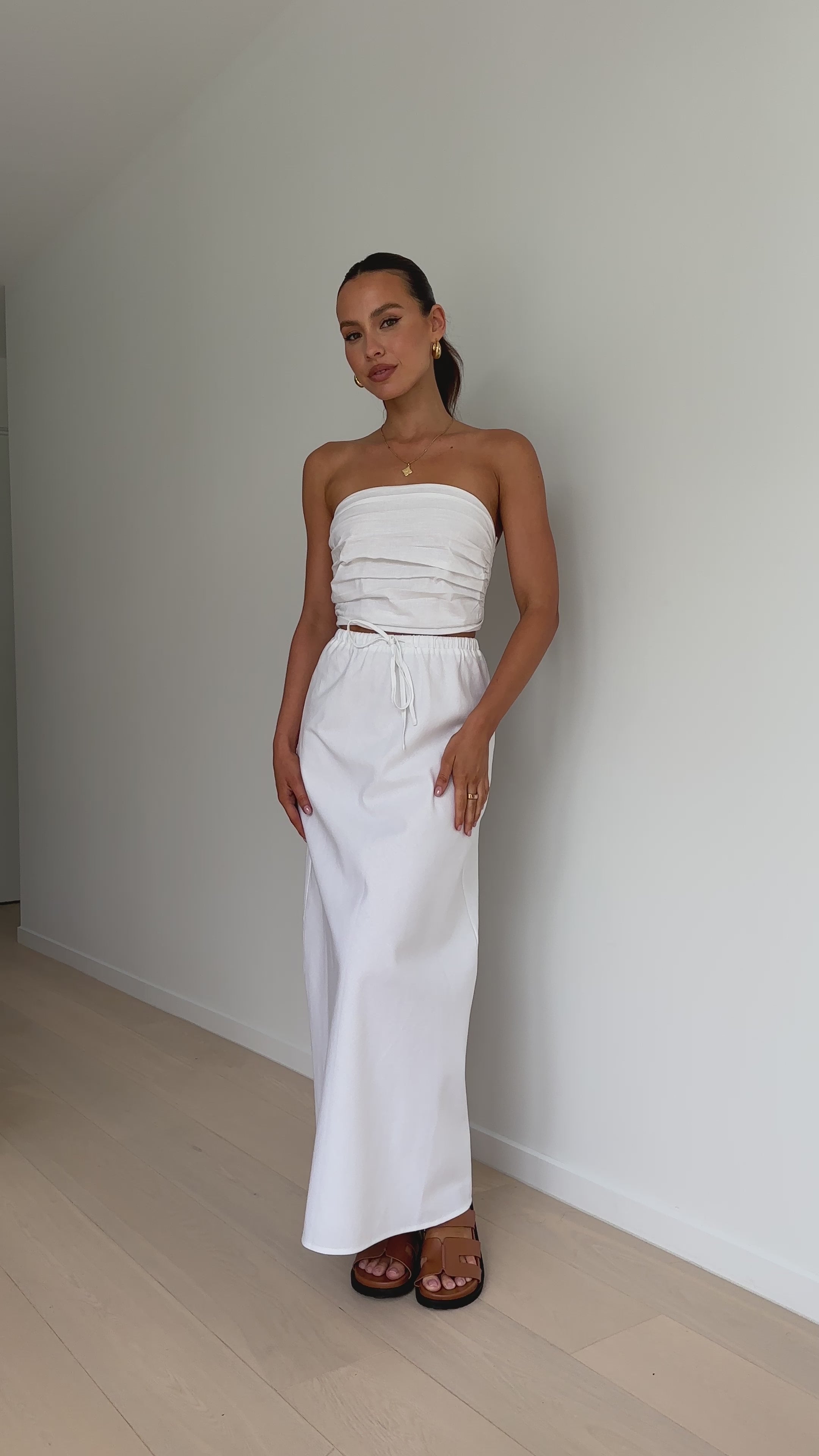 La Brisa Linen Skirt - White