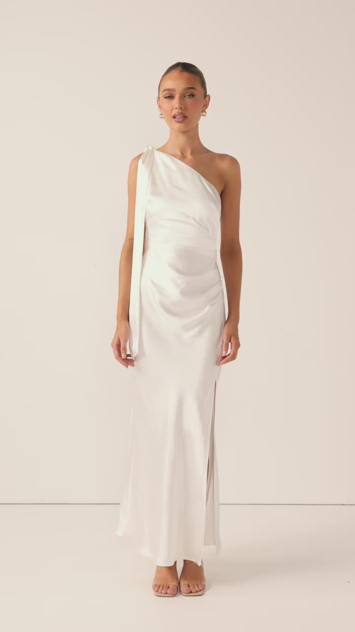 Halle One Shoulder Maxi Dress - Ivory - Billy J