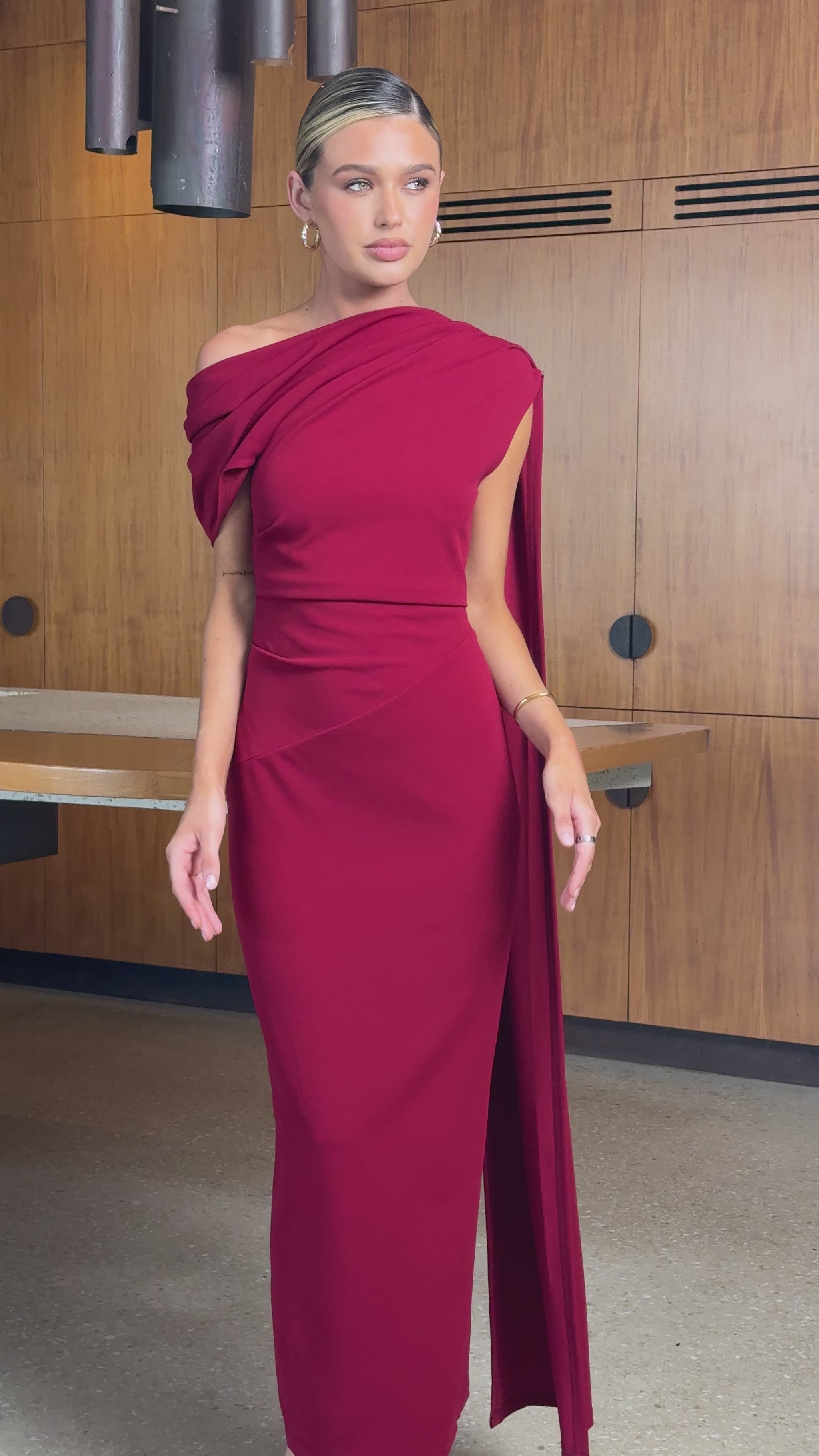 Delilah Maxi Dress - Wine - Billy J