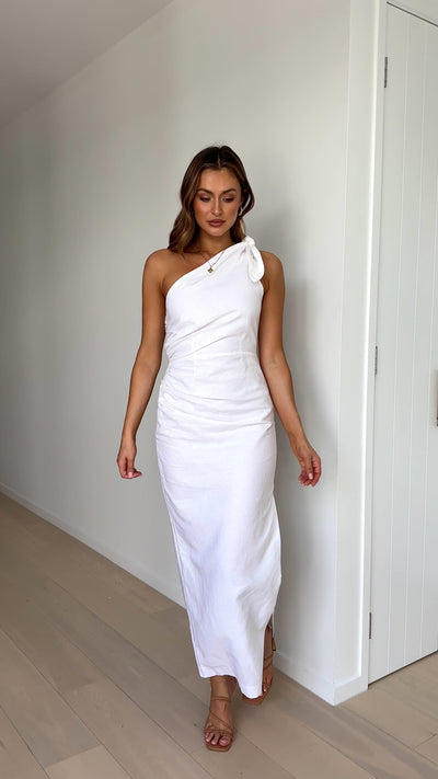 Load and play video in Gallery viewer, Nahilla One Shoulder Maxi Dress - White
